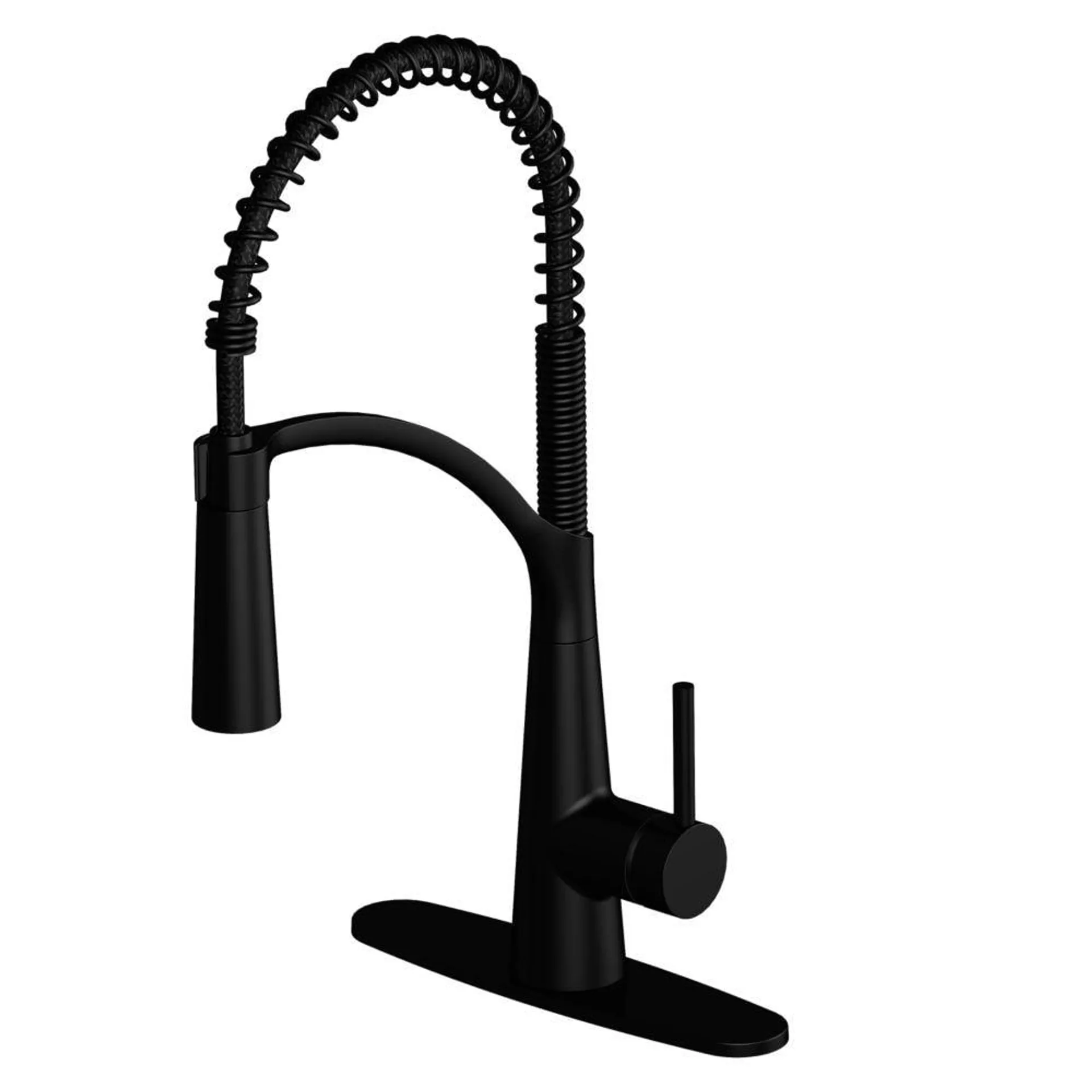 Brenner Commercial Style Single-Handle Pull-Down Sprayer Kitchen Faucet in Matte Black