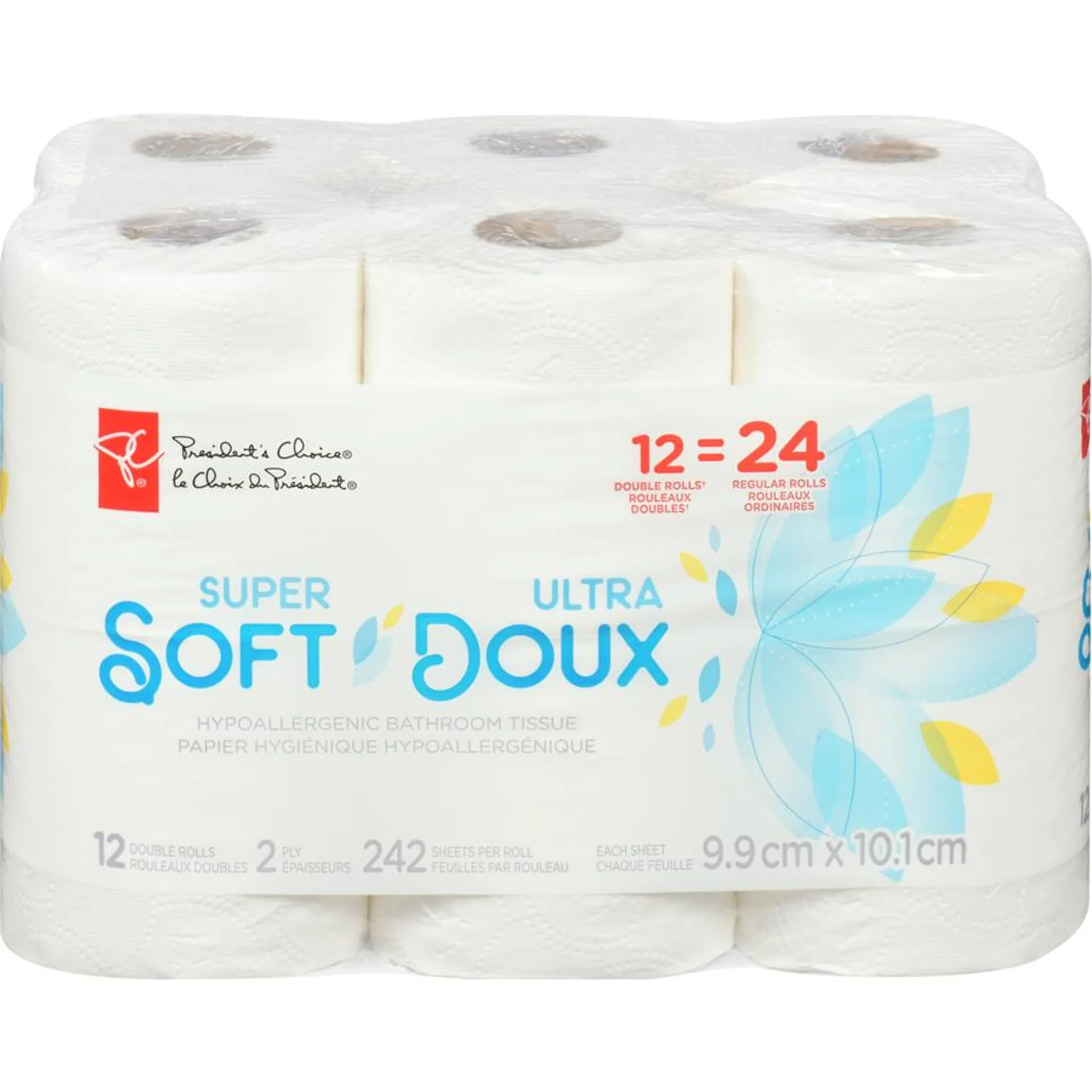 Super Soft Hypoallergenic Bathroom Tissue 12 Pack