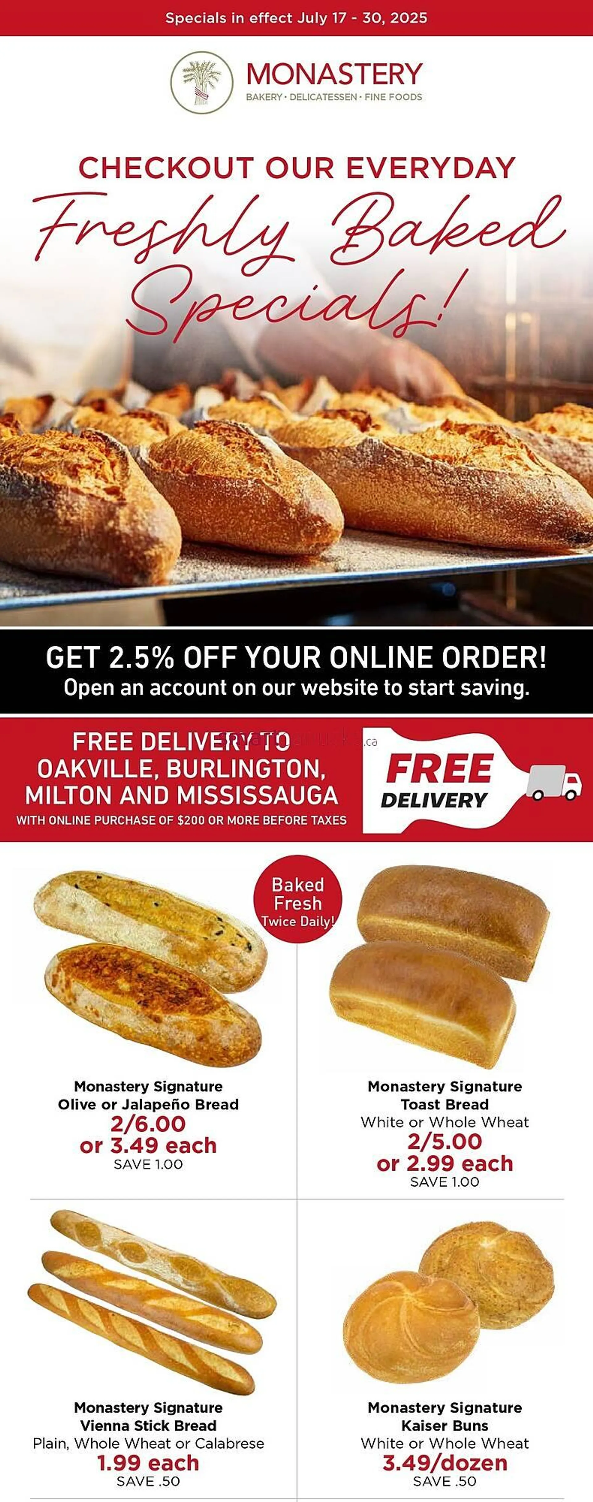 Monastery Bakery flyer from July 16 to August 12 2025 - flyer page 1