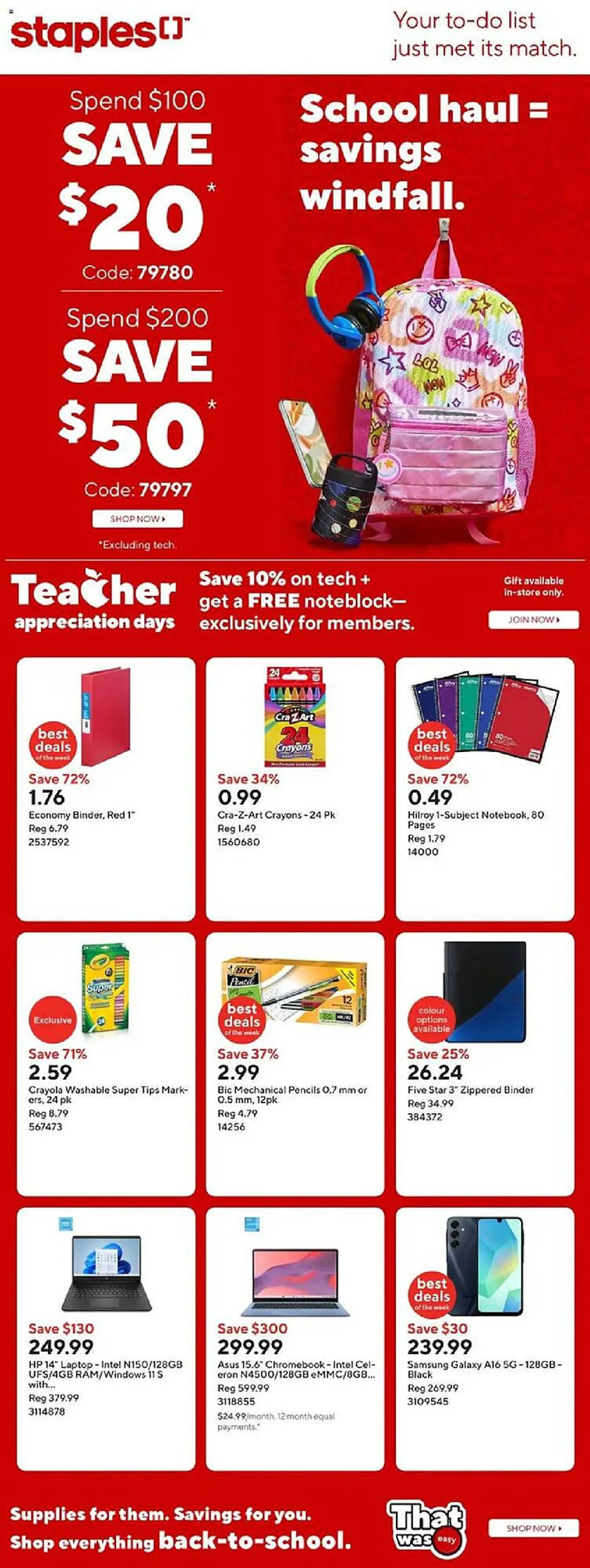 Staples flyer from August 8 to August 15 2025 - flyer page 1