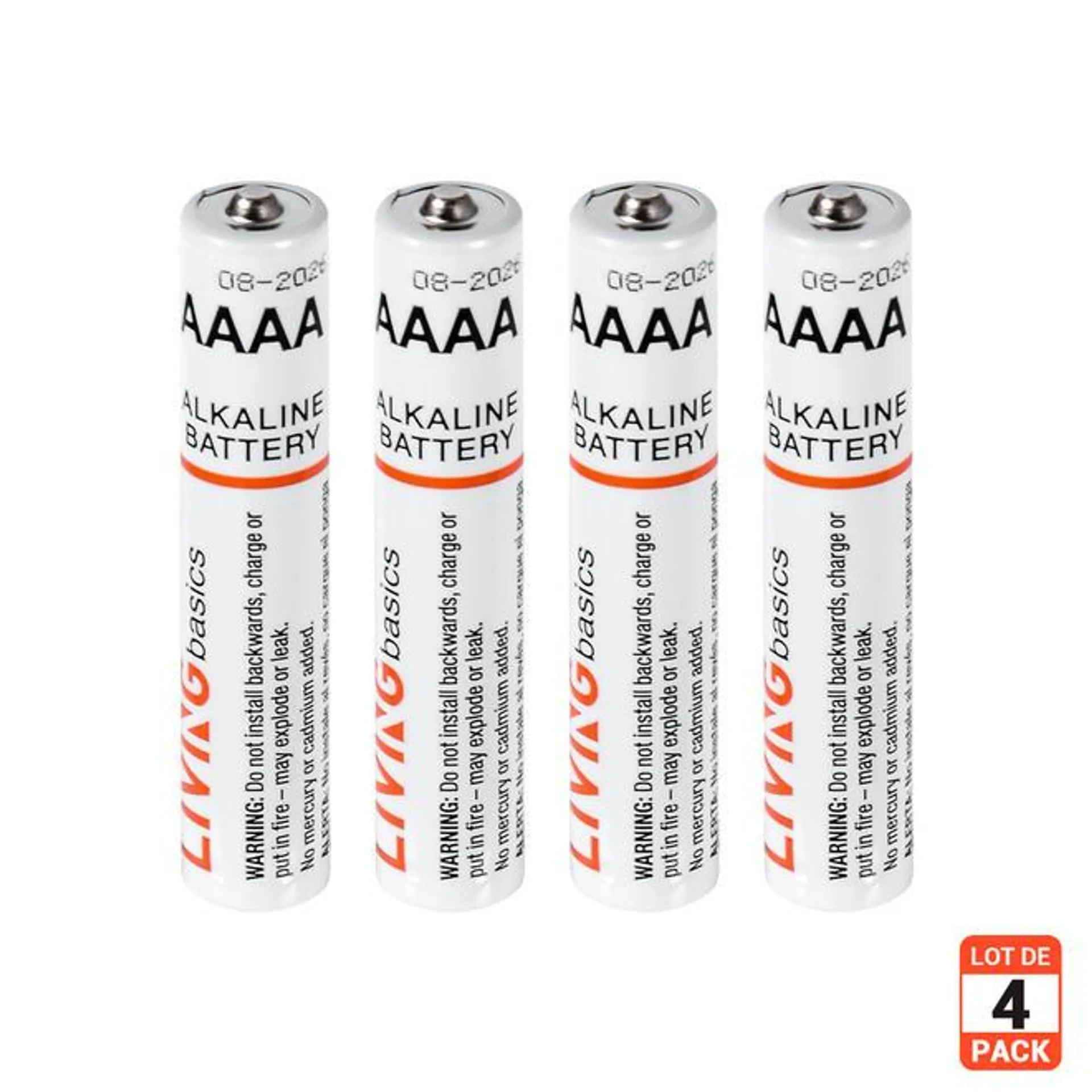 Ultra Long lasting AAAA Alkaline Batteries without Mercury or Cadmium 4pcs / pack - LIVINGbasics®