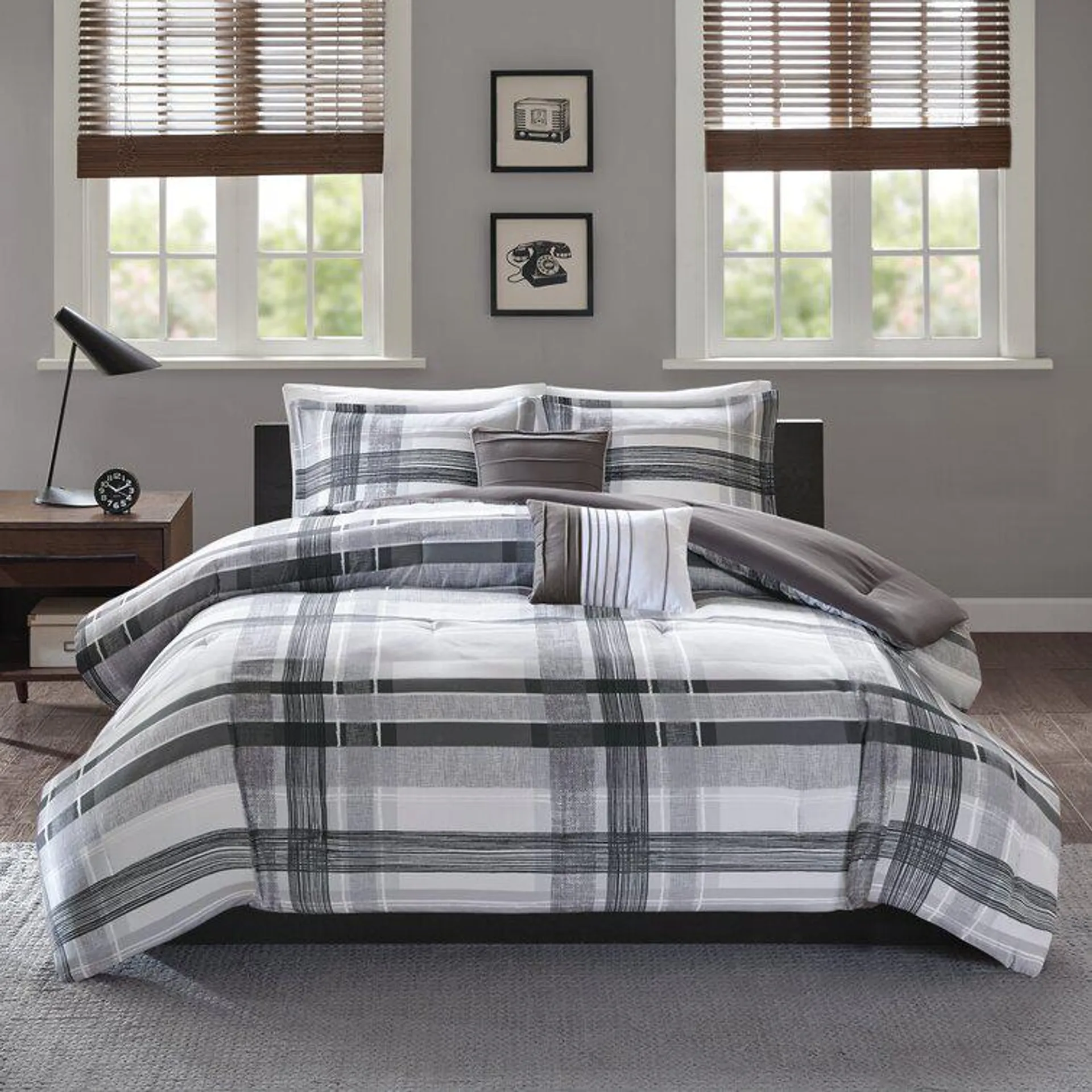 Erler Modern & Contemporary Microfiber Plaid Comforter Set