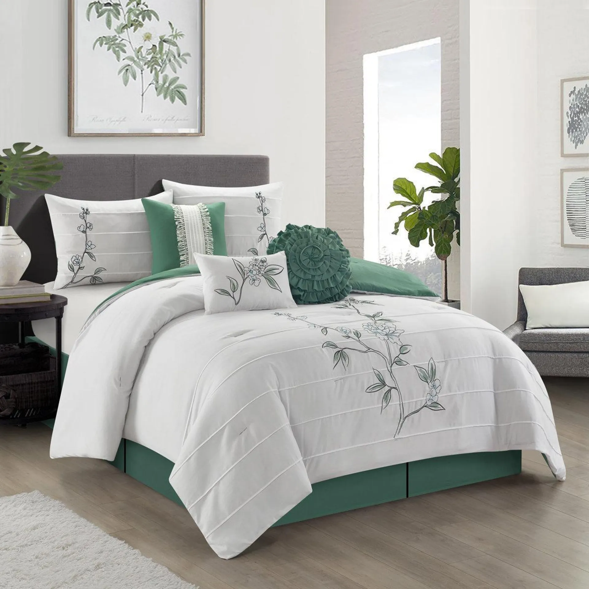 Raina Microfiber 7 Piece Floral Comforter Set