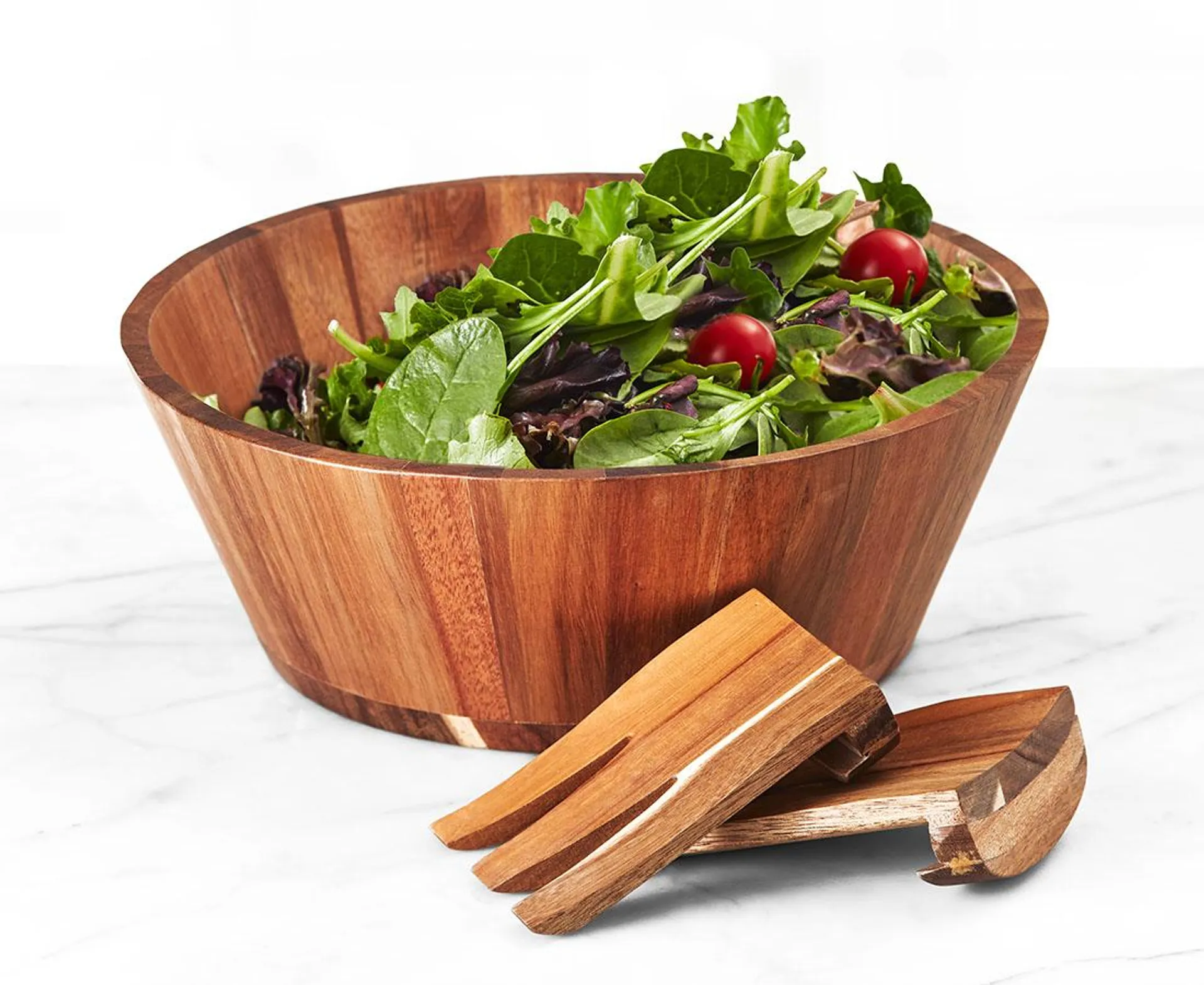 Silo Acacia Wood Salad Bowl with Utensils