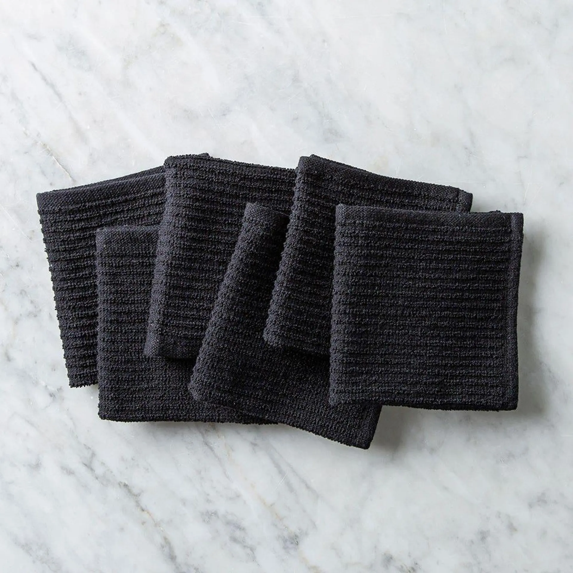 KSP Soft Touch 100% Recycled Cotton Wash Cloth - Set/6 (Black)