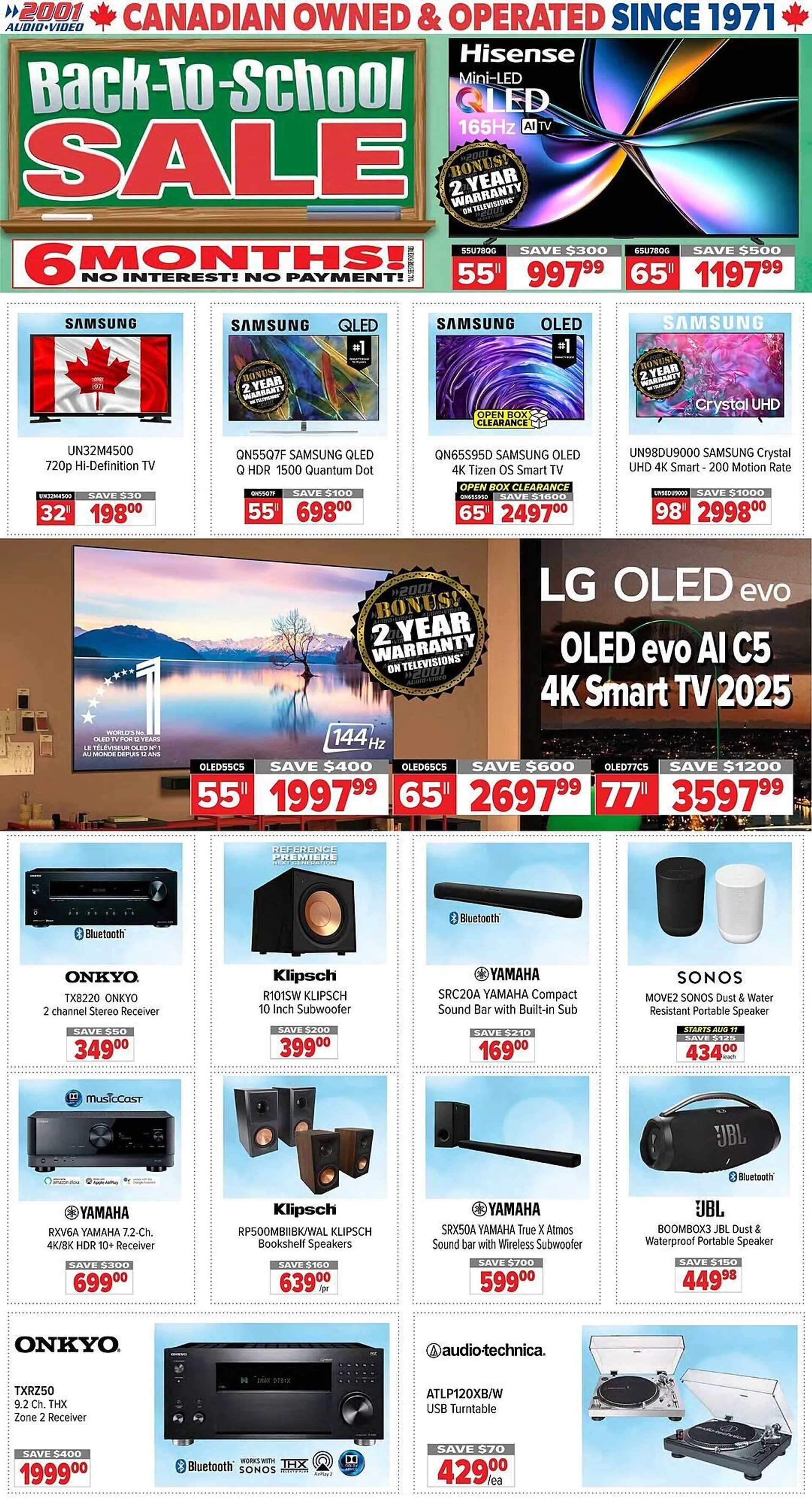 2001 Audio Video flyer from August 8 to August 15 2025 - flyer page 1