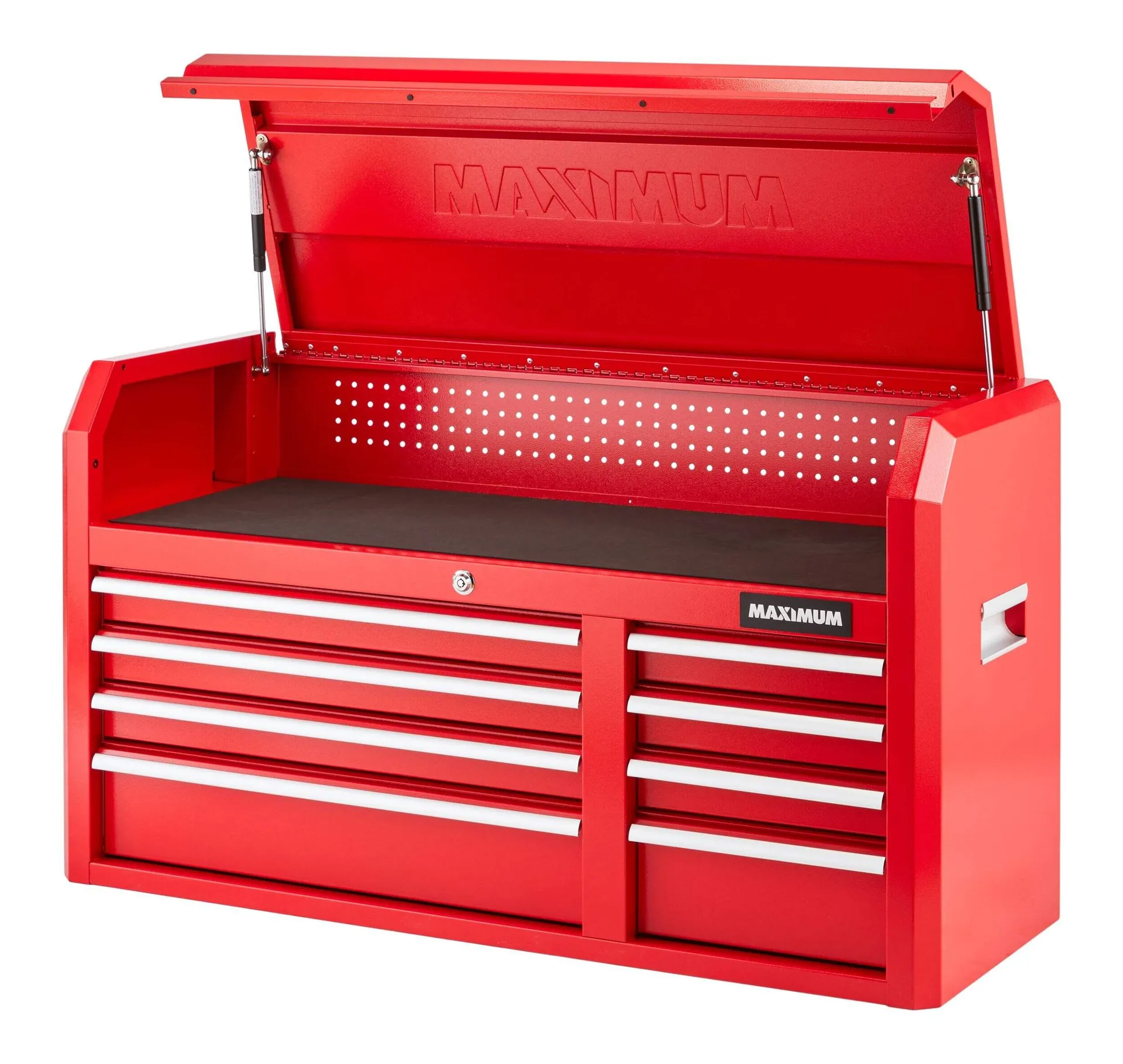 MAXIMUM Tool Storage Chest, 8-Drawer, Built-In Power Bar with USB, 47-in, Red