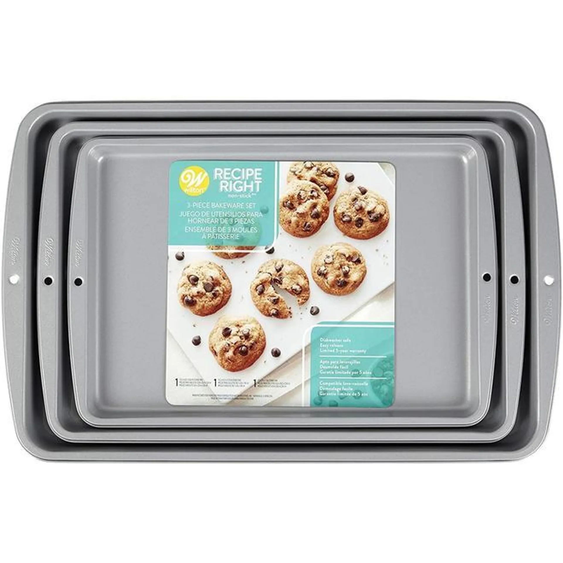 Cookie Sheet Pan Set, Recipe Right, Non Stick, Small, Medium and Large, Set of 3 - Wilton