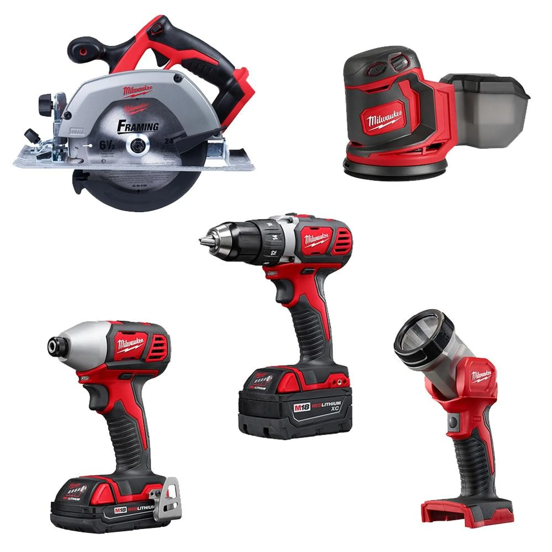 M18 18V Lithium-Ion Cordless Combo Kit (5-Tool) with 2-Batteries, Charger and Tool Bag