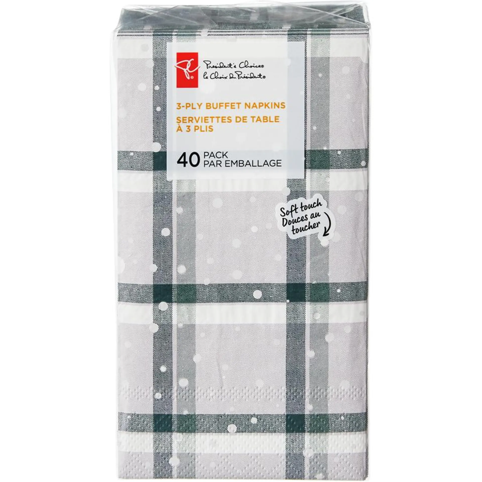 3 Ply Buffet Napkins 40 Pack - Plaid