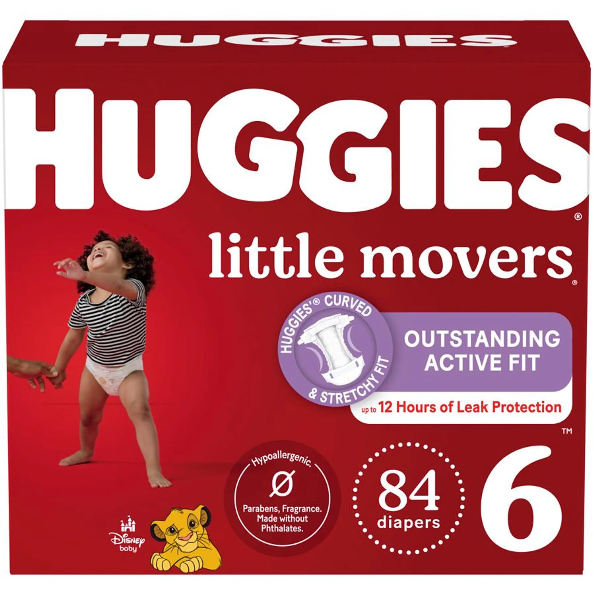 Little Movers Baby Diapers, Size 6 (35+ lbs), 84 Ct