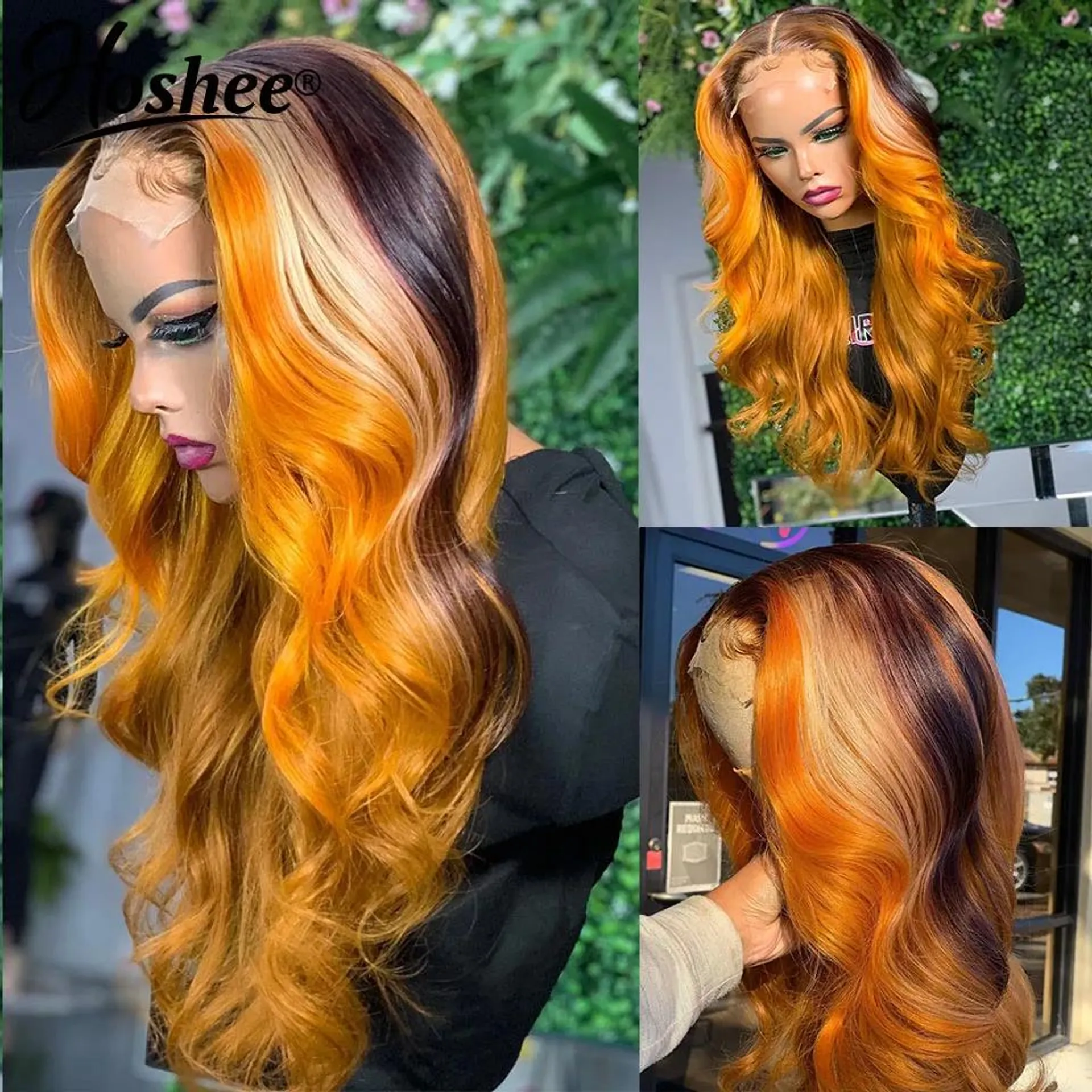 Highlight Ginger Blonde Lace Front Human Hair Wigs Ombre Orange Human Hair Lace Frontal Wig Gluless Hair Wig Ready To Wear