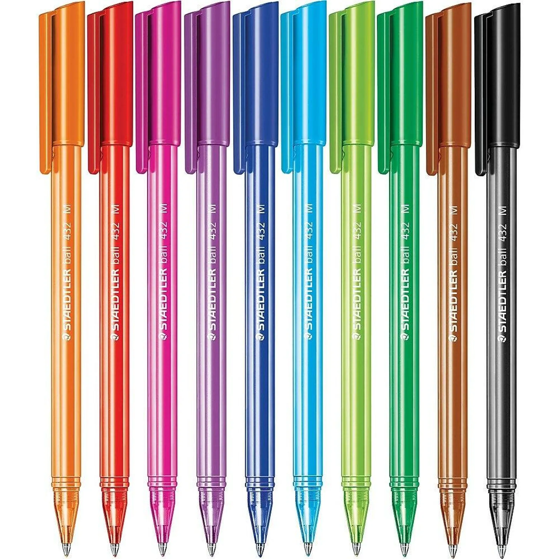 Staedtler Colour Ballpoint Stick Pens, Medium Tip, Assorted, 10 Pack