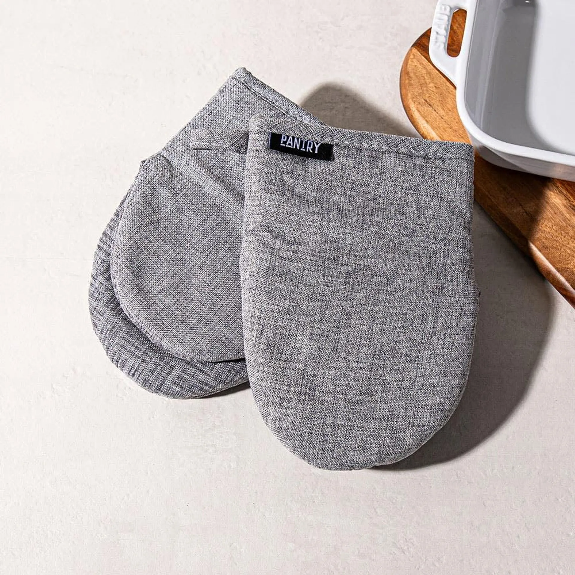 Harman Pantry Chambray Cotton Mini Oven Mitt - Set of 2 (Grey)