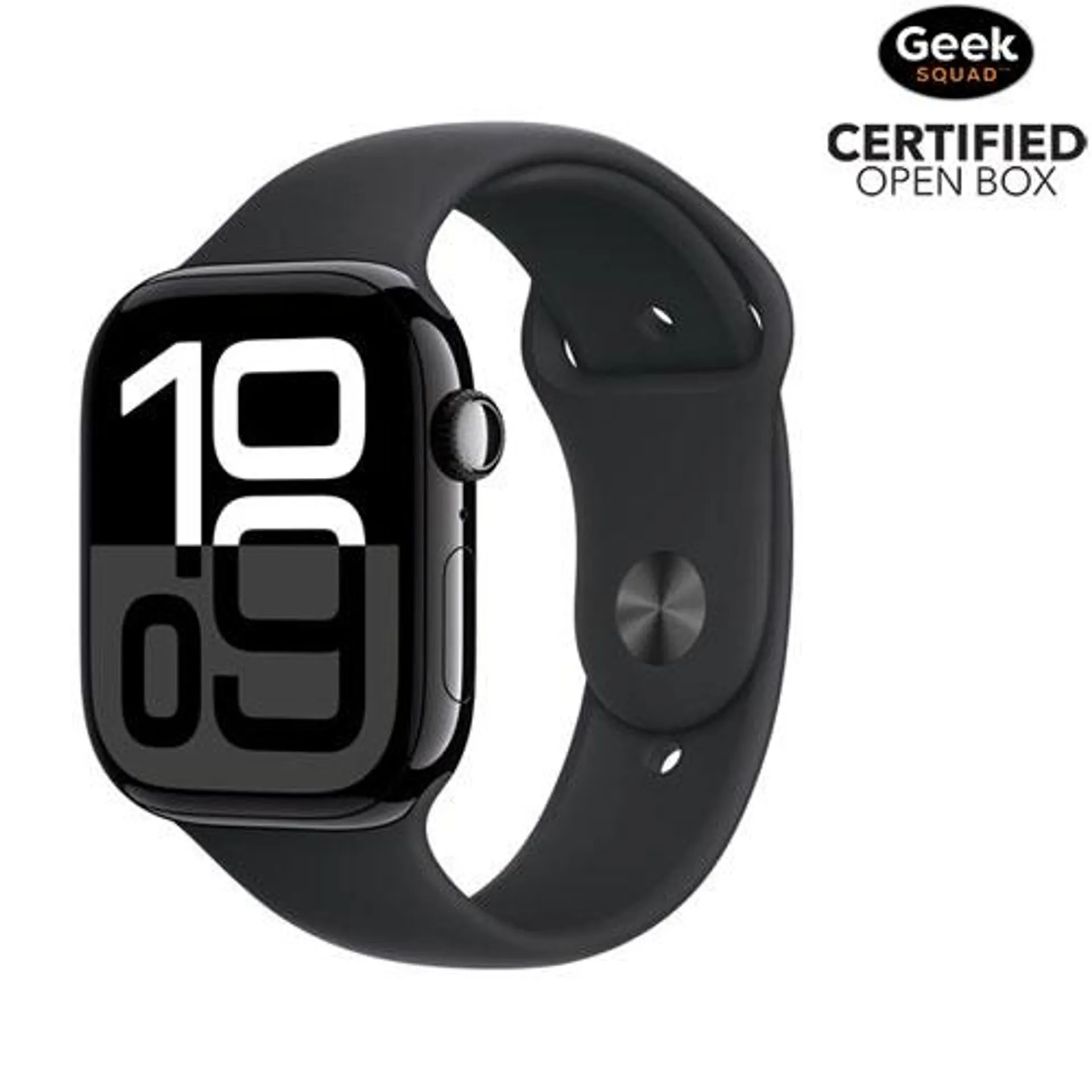 Open Box - Apple Watch Series 10 (GPS) 46mm Jet Black Aluminum Case with Black Sport Band - Medium/Large