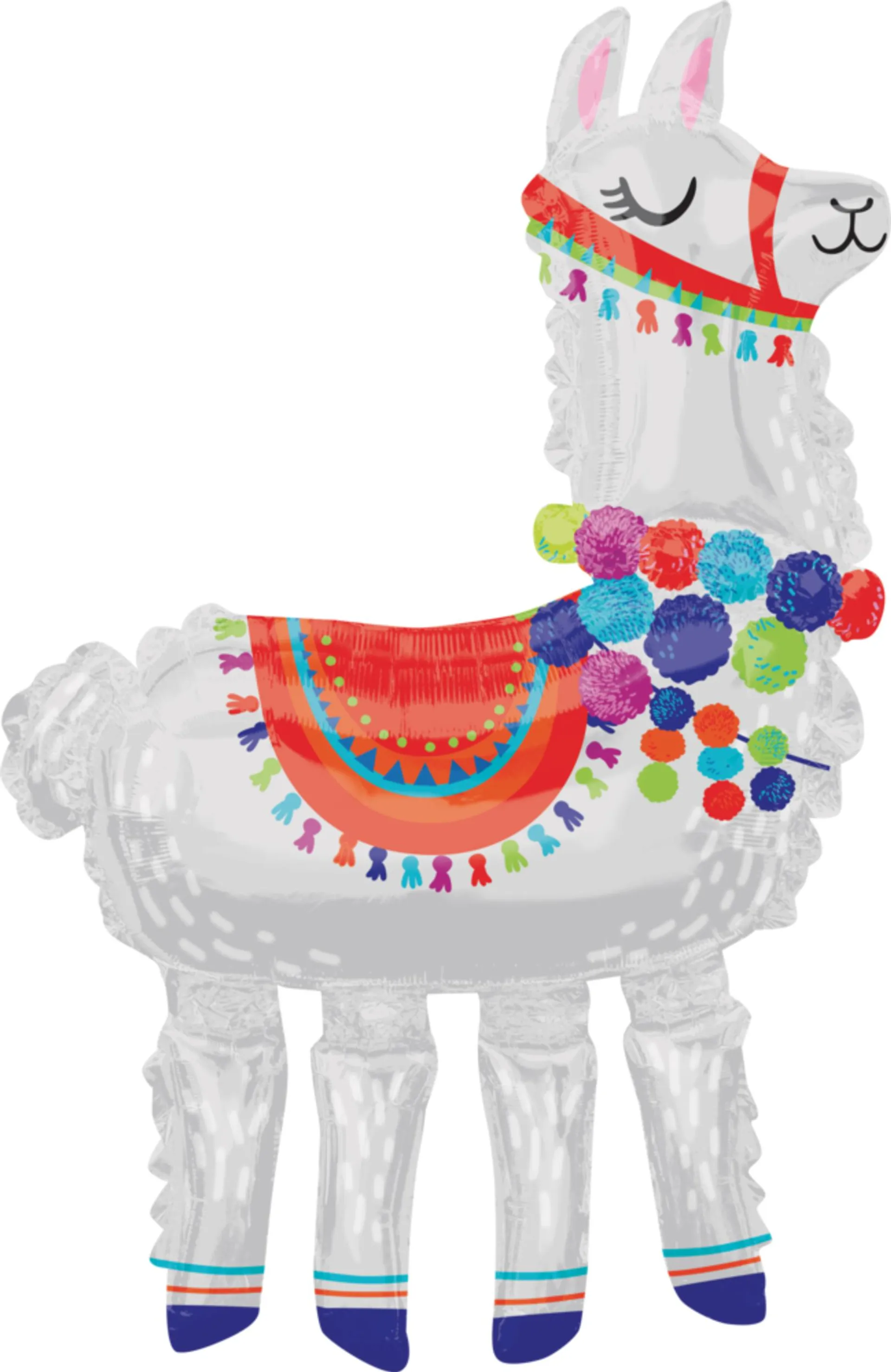 Llama Satin Giant Gliding Air-Walker Foil Balloon, White, 58-in, Helium Inflation & Ribbon Included for Birthday Party