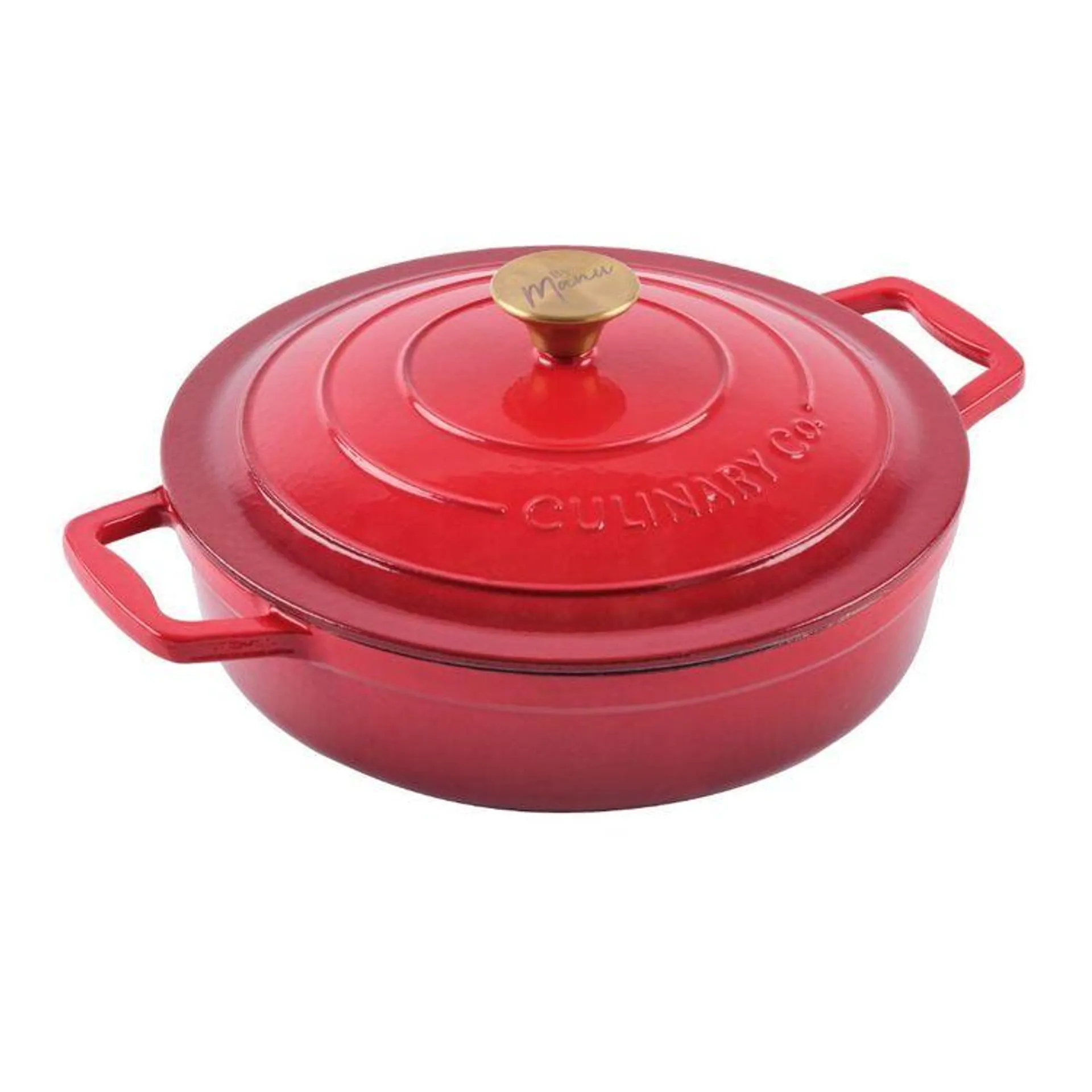 Culinary Co By Manu Cast Iron Shallow Casserole Red