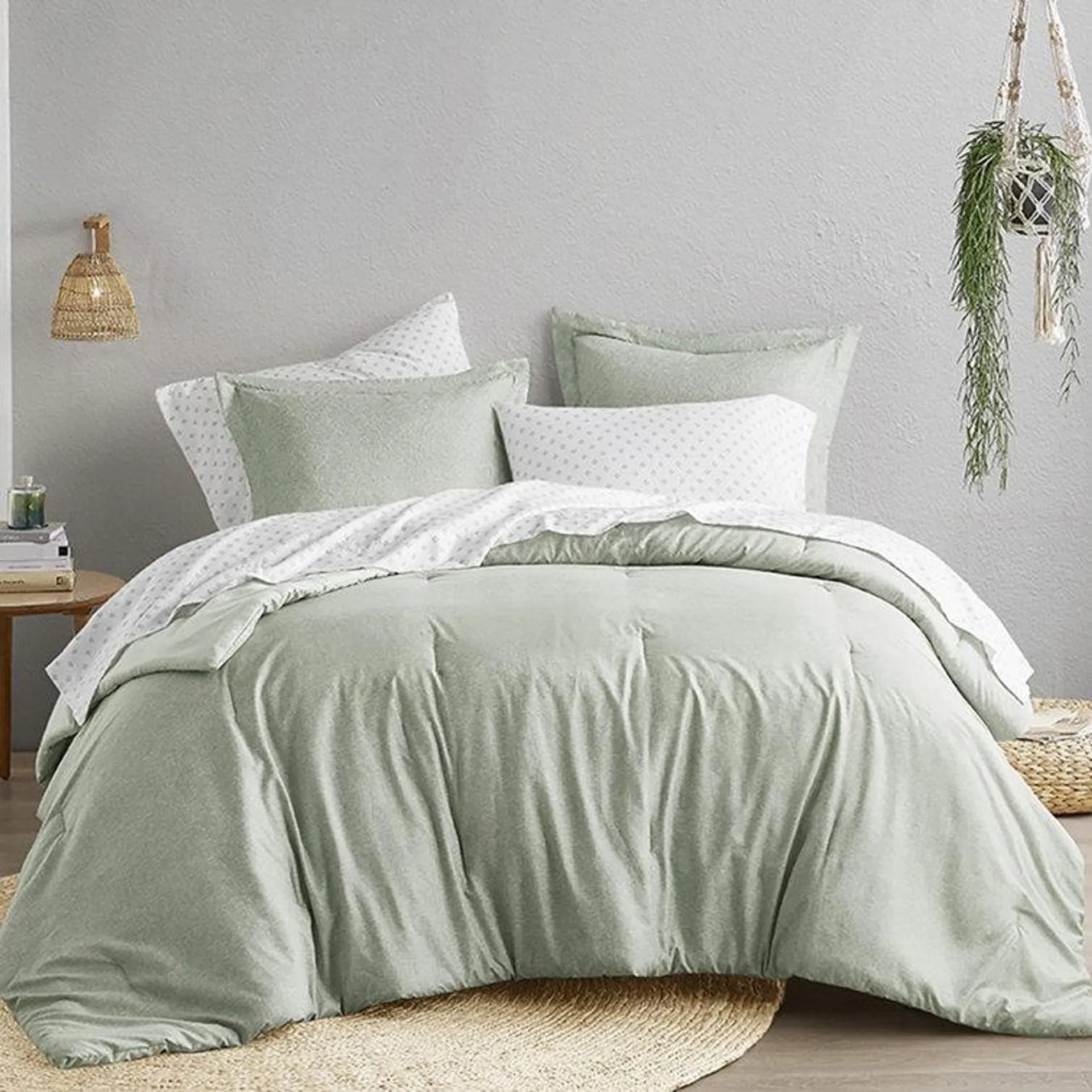 Camden Chambray Print Microfiber Comforter Set With Bed Sheets