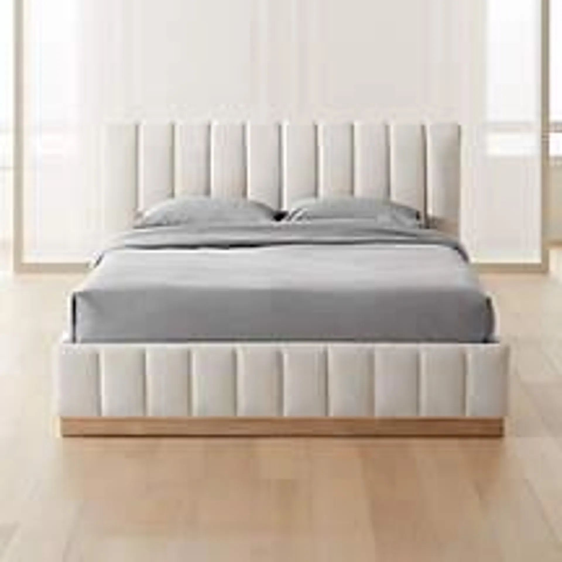 Forte Channeled White Performance Fabric Queen Bed