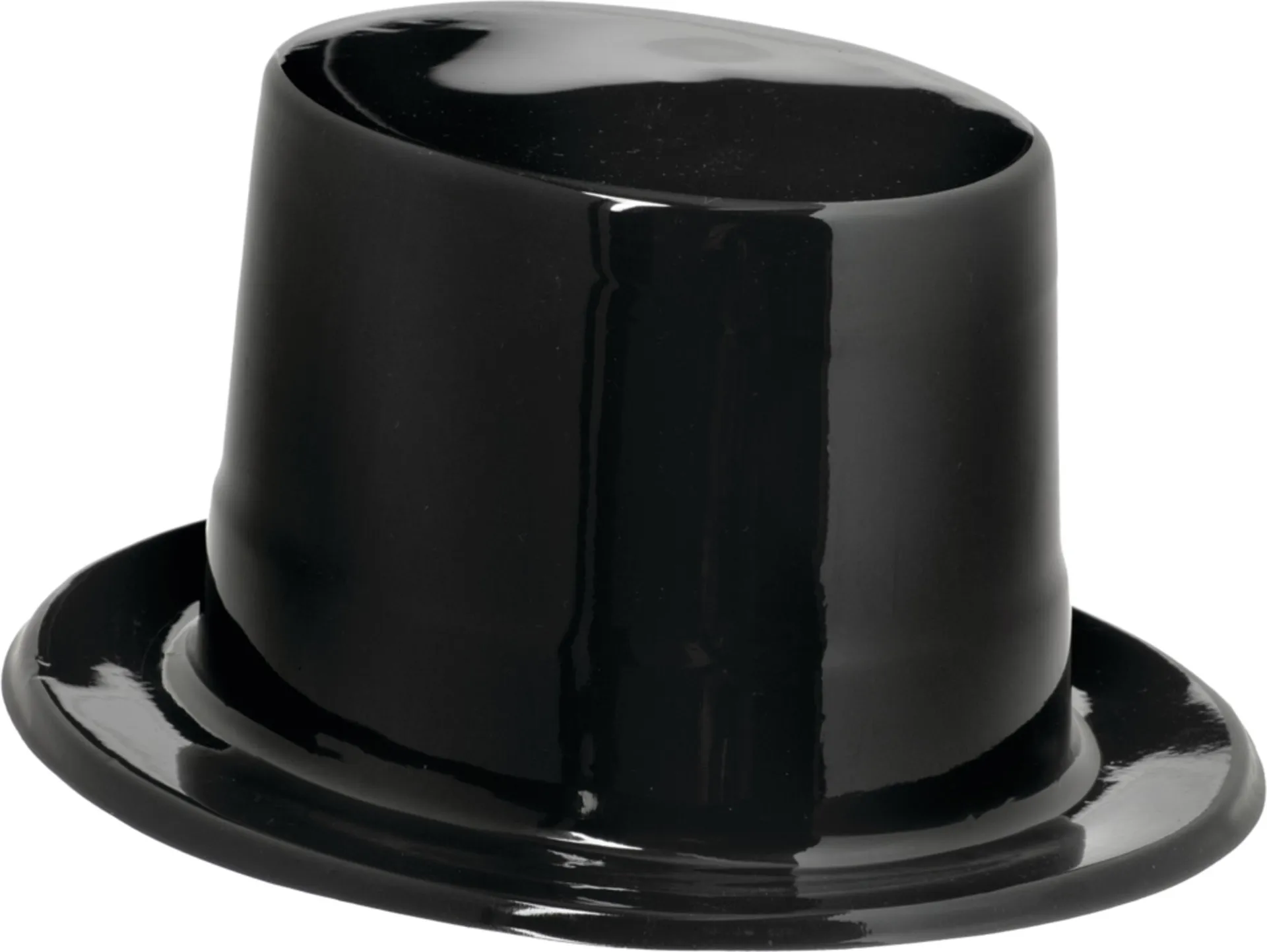 Shiny Plastic Top Hat, Black, One Size, Wearable Costume Accessory for Halloween