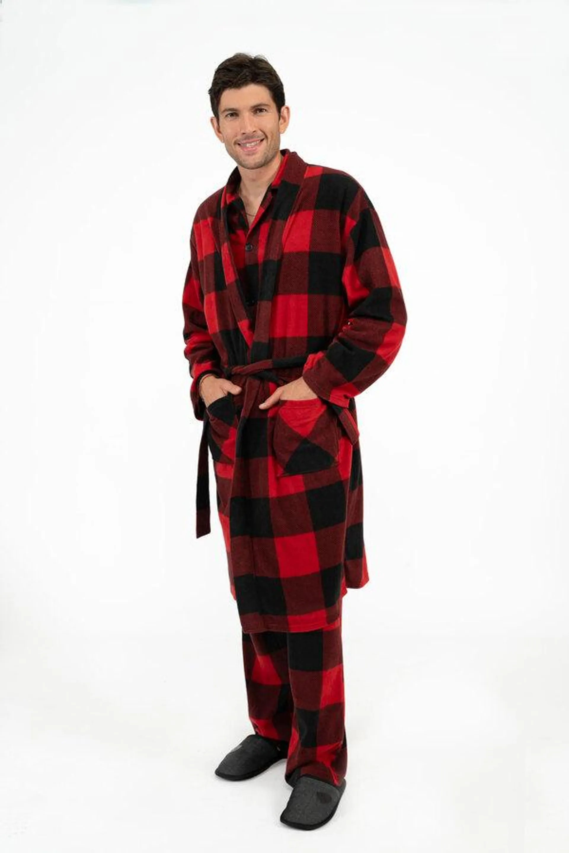 Men's pressed micropolar printed robe