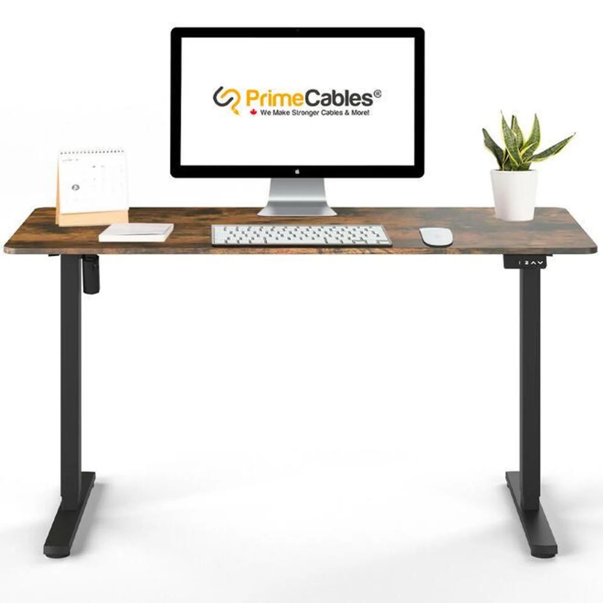 1.4 m All-In-One Sit-Stand Desk with Memory Setting - PrimeCables® - Brown