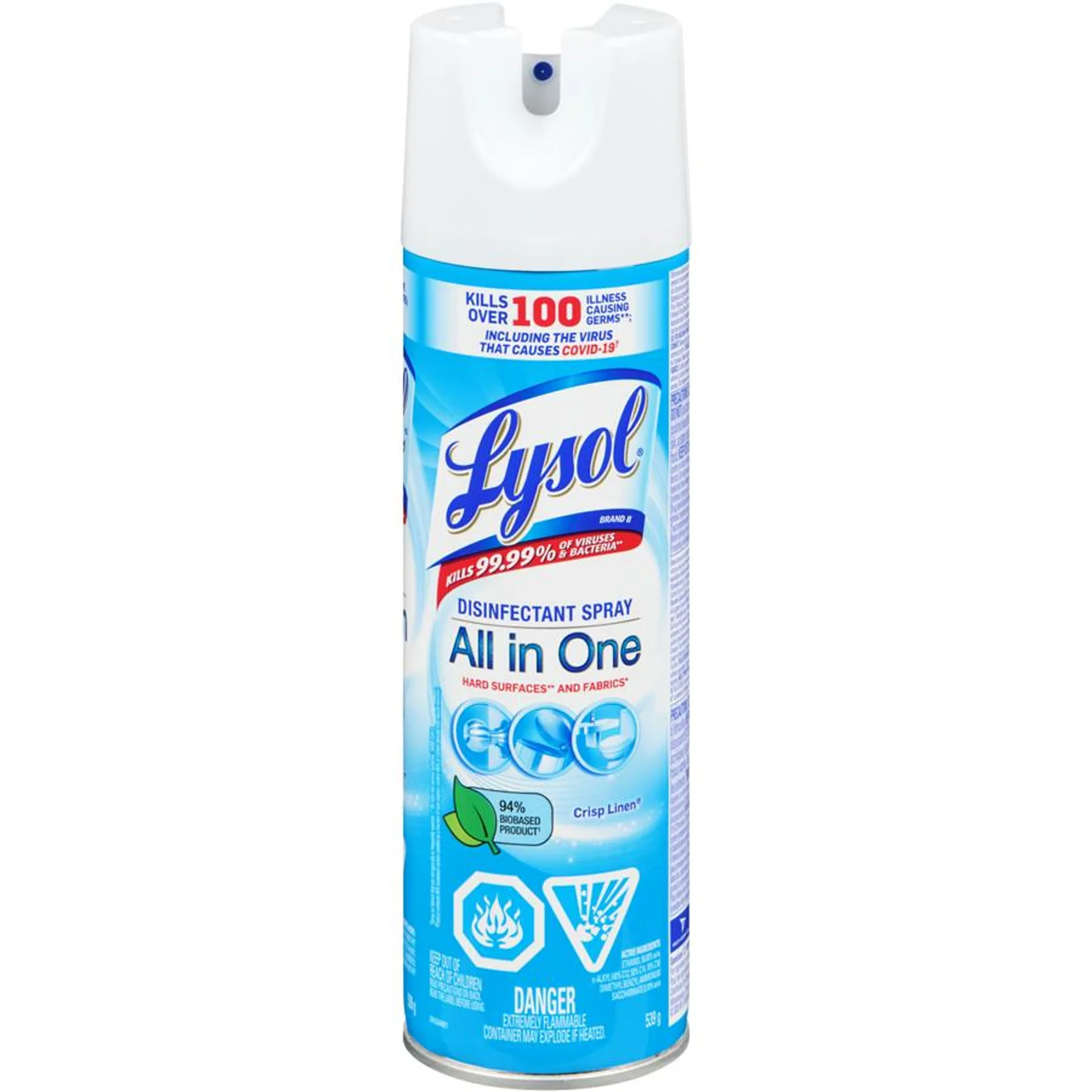 Disinfectant Spray, Crisp Linen, Disinfect and Eliminate Odours on Hard Surfaces & Fabrics