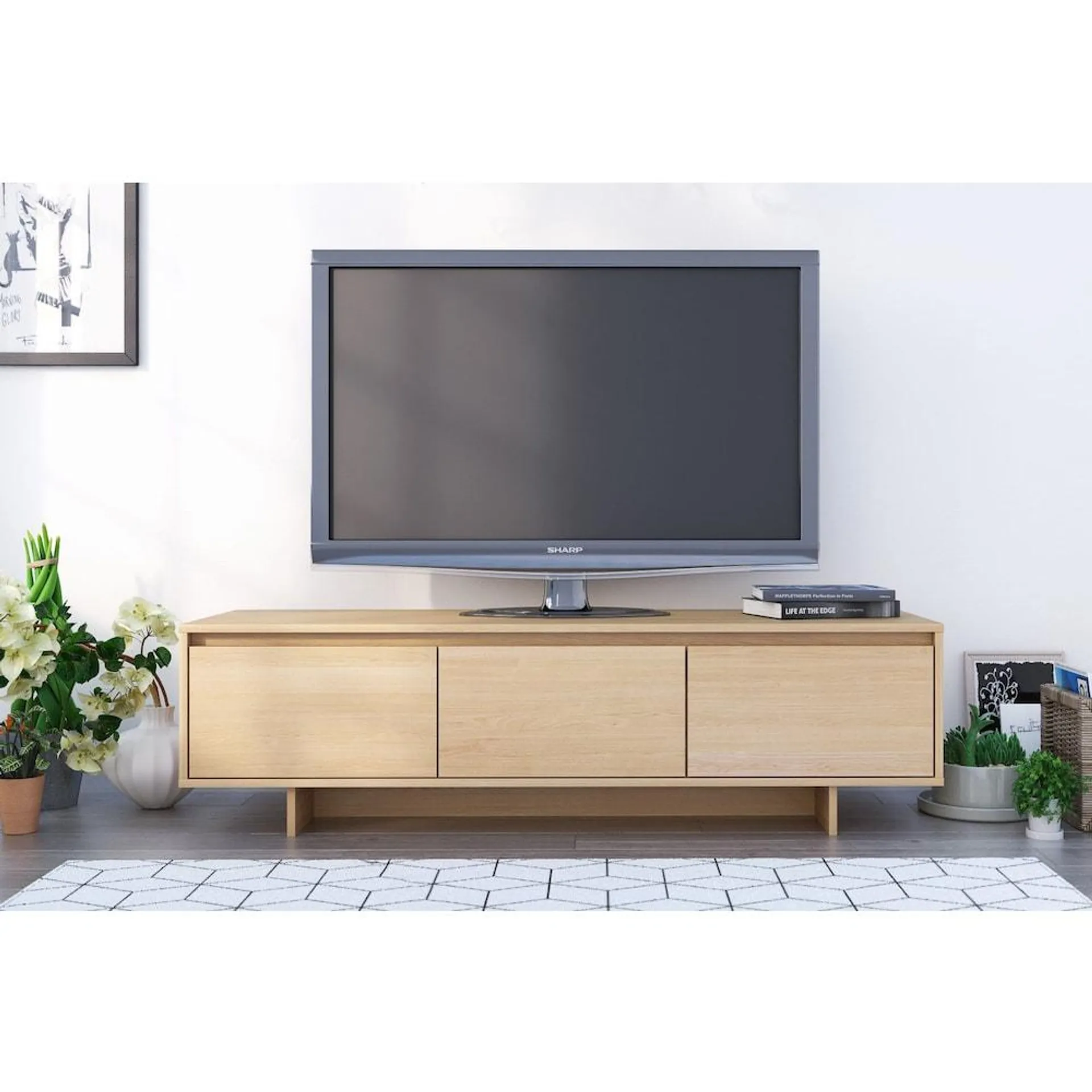 Rustik 60 inch TV Stand, Natural Maple