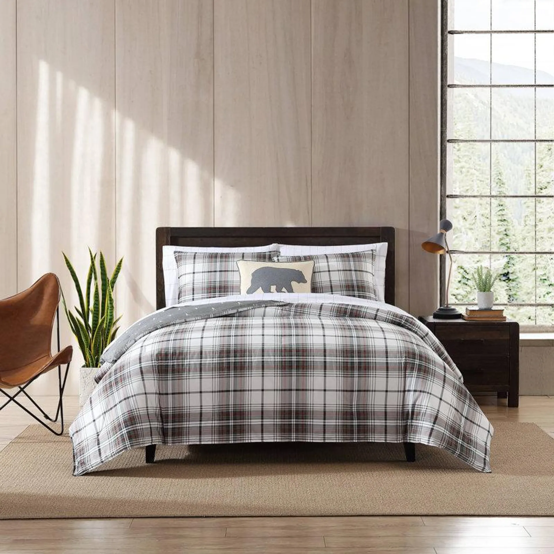 Alder Plaid Cotton Reversible Comforter Set