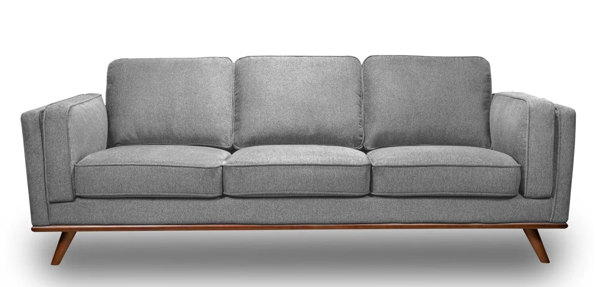 Kort & Co. Kassia 90.6" Grey Linen-Look Fabric Sofa with Wood Base and Legs