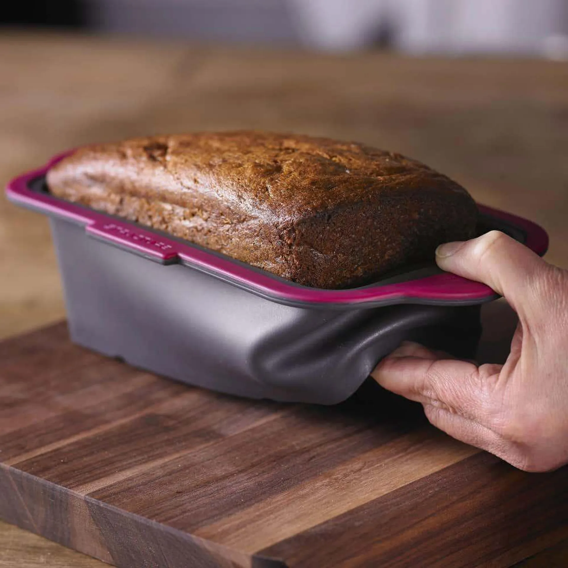 Trudeau Structure Silicone Loaf Pan (Fuchsia/Grey)