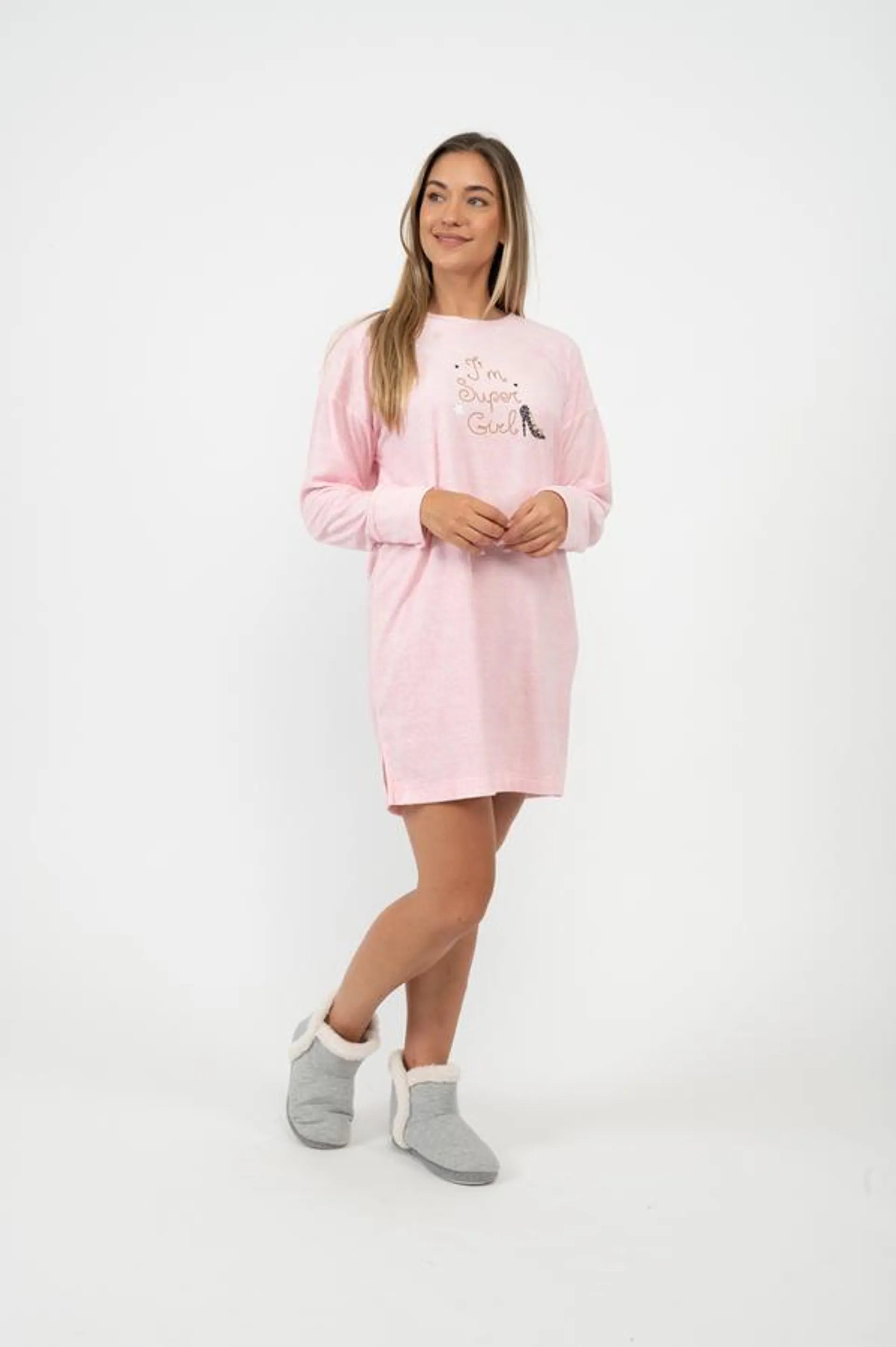 Velour touch sleepshirt - "I'm Super Girl"