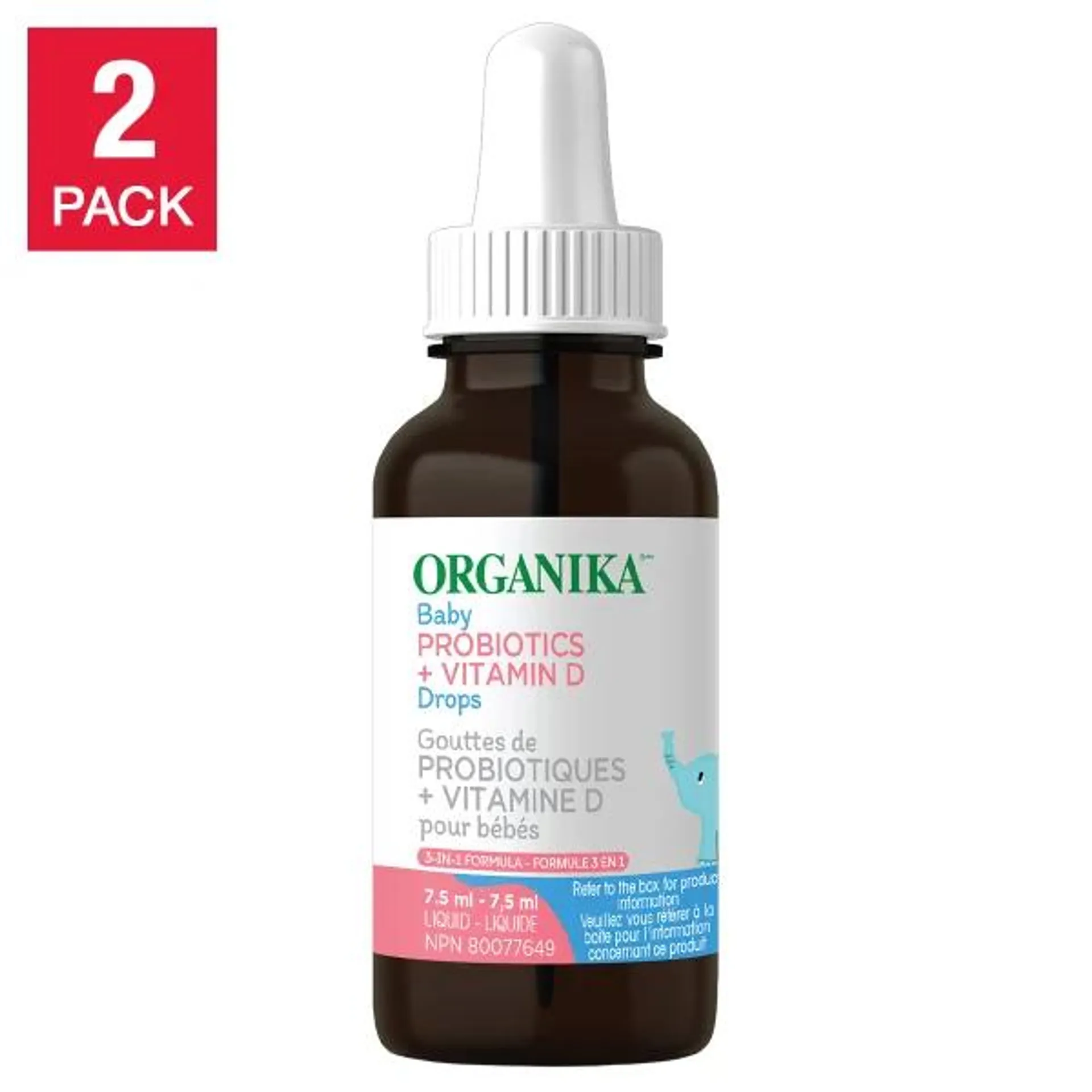 Organika Baby Probiotics + Vitamin D Drops 7.5ML x 2