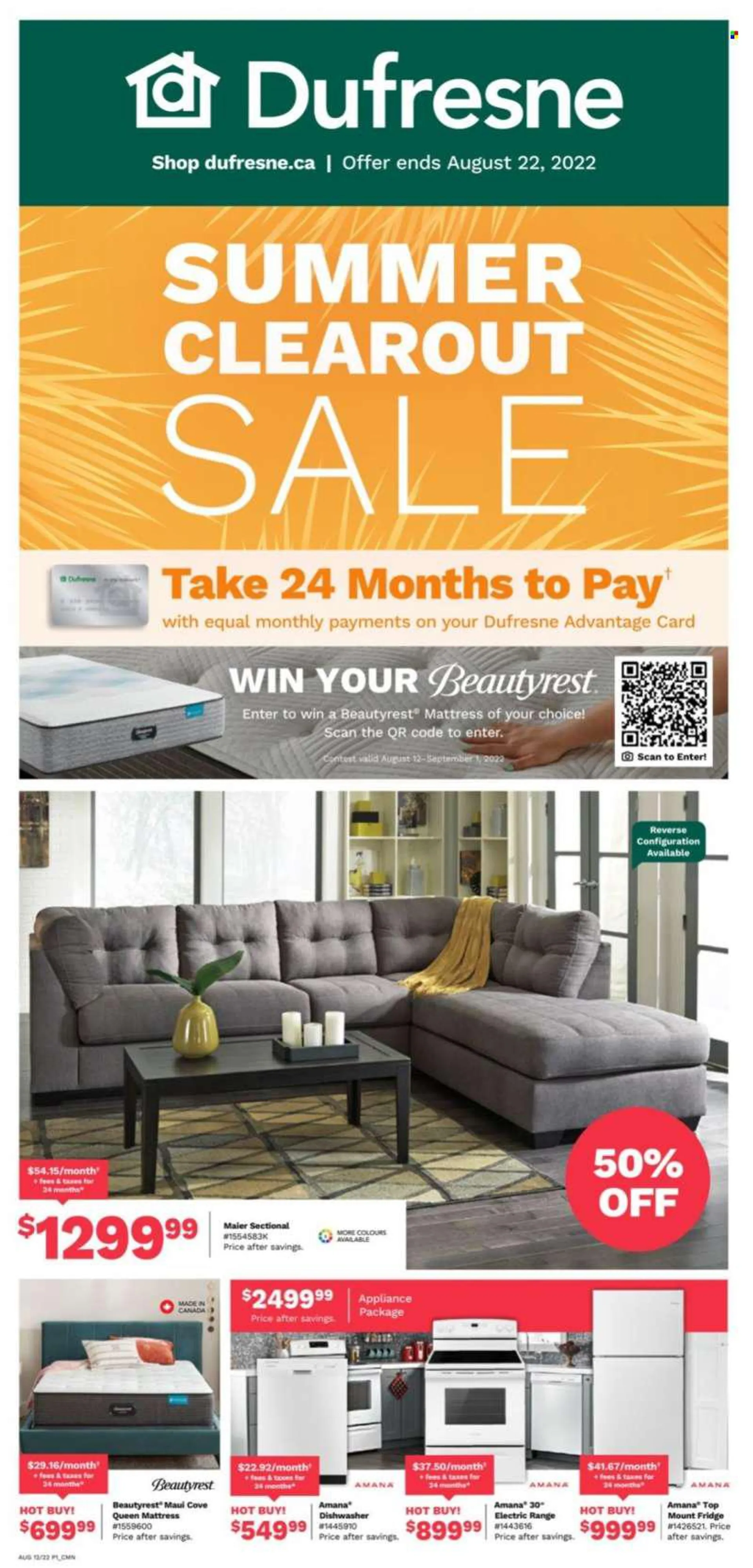 Dufresne Flyer - August 12, 2022 - August 22, 2022 - Sales products - mattress. Page 1.