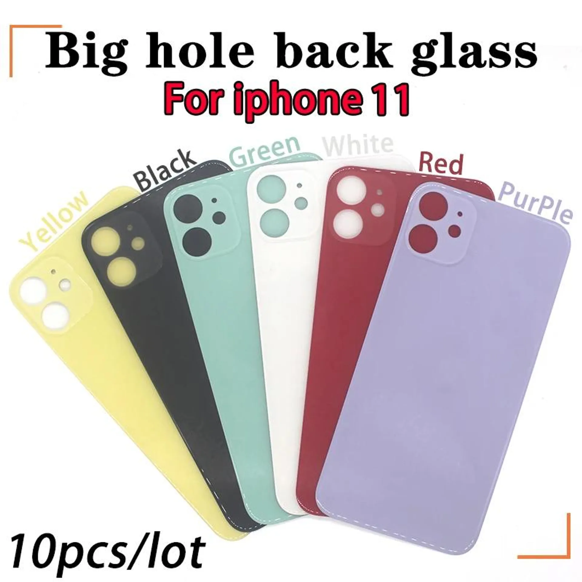 10pcs/Lot For iPhone 11 Pro Max Back Glass iphone 11 Battery Cover Original Colour Back shell big hole rear glass