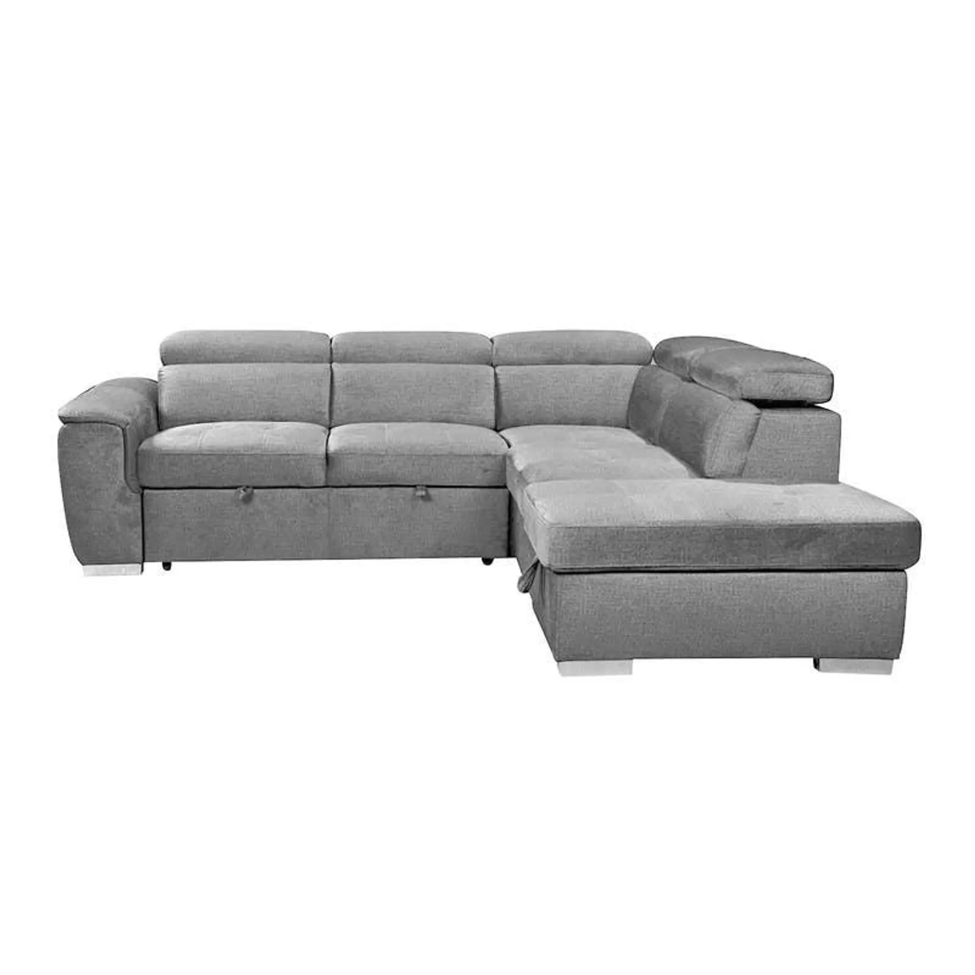 Sofa convertible avec chaise longue à droite et rangement - gris