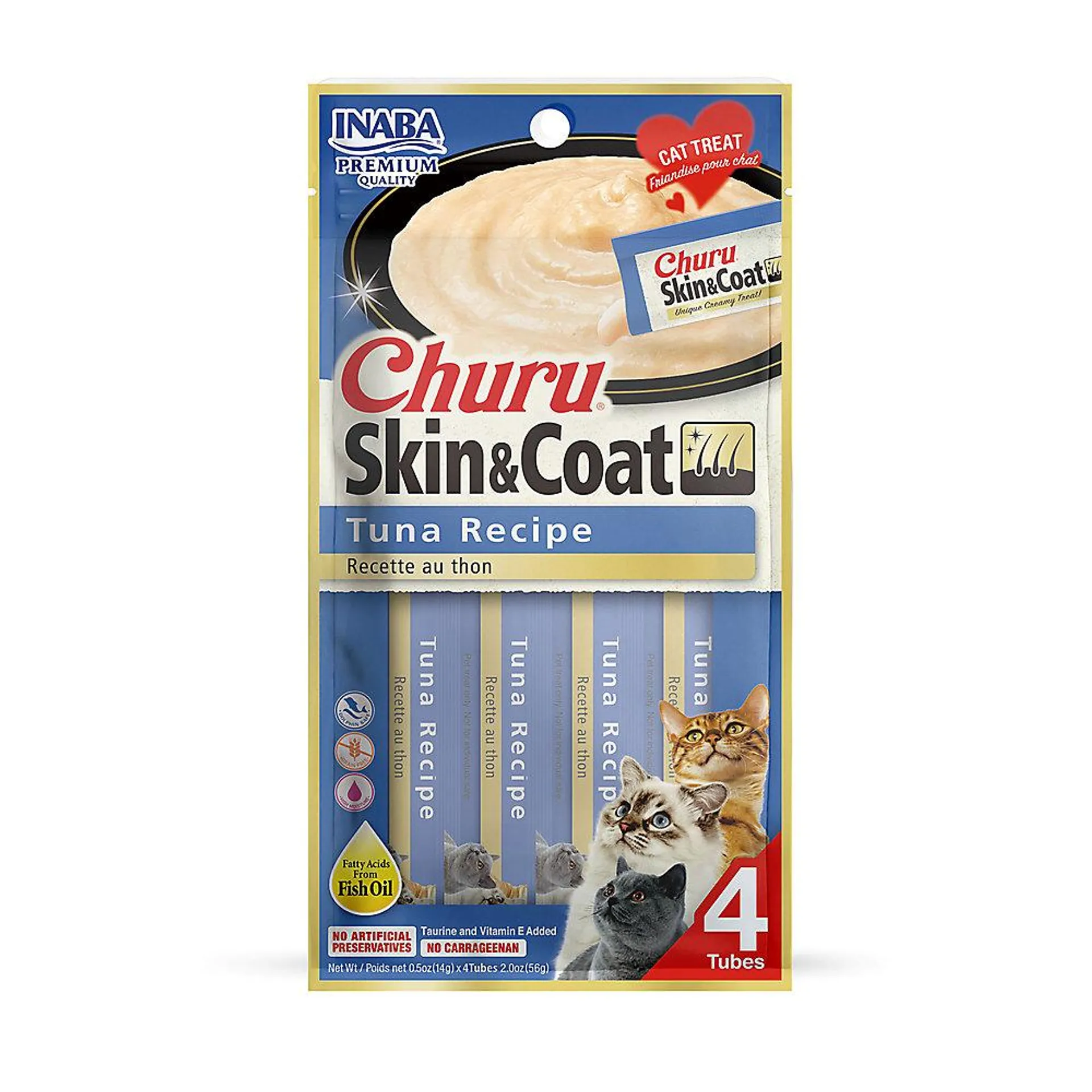 INABA Churu Skin & Coat Puree Cat Treats - 2 oz