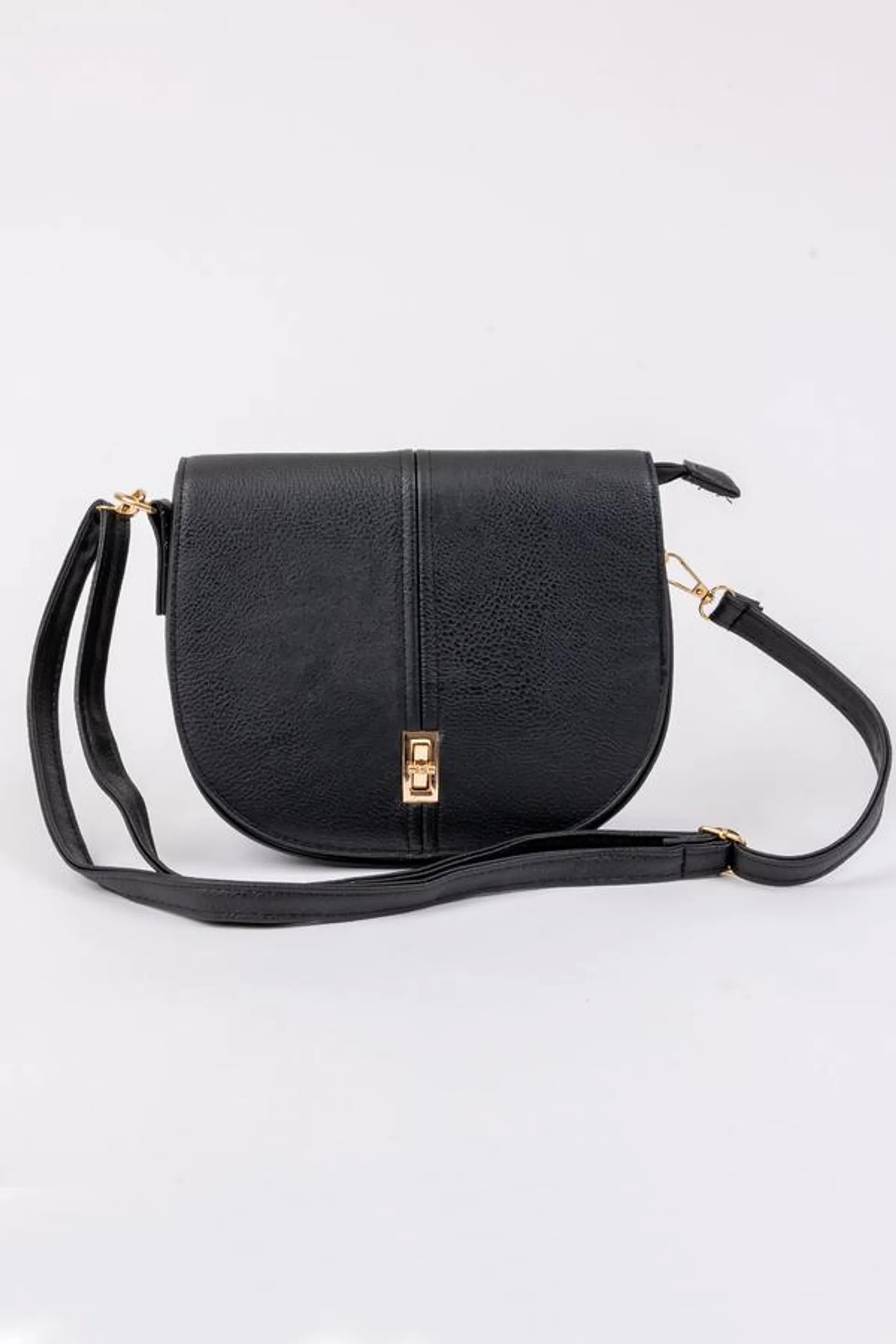 Textured faux-leather saddle cross-body bag