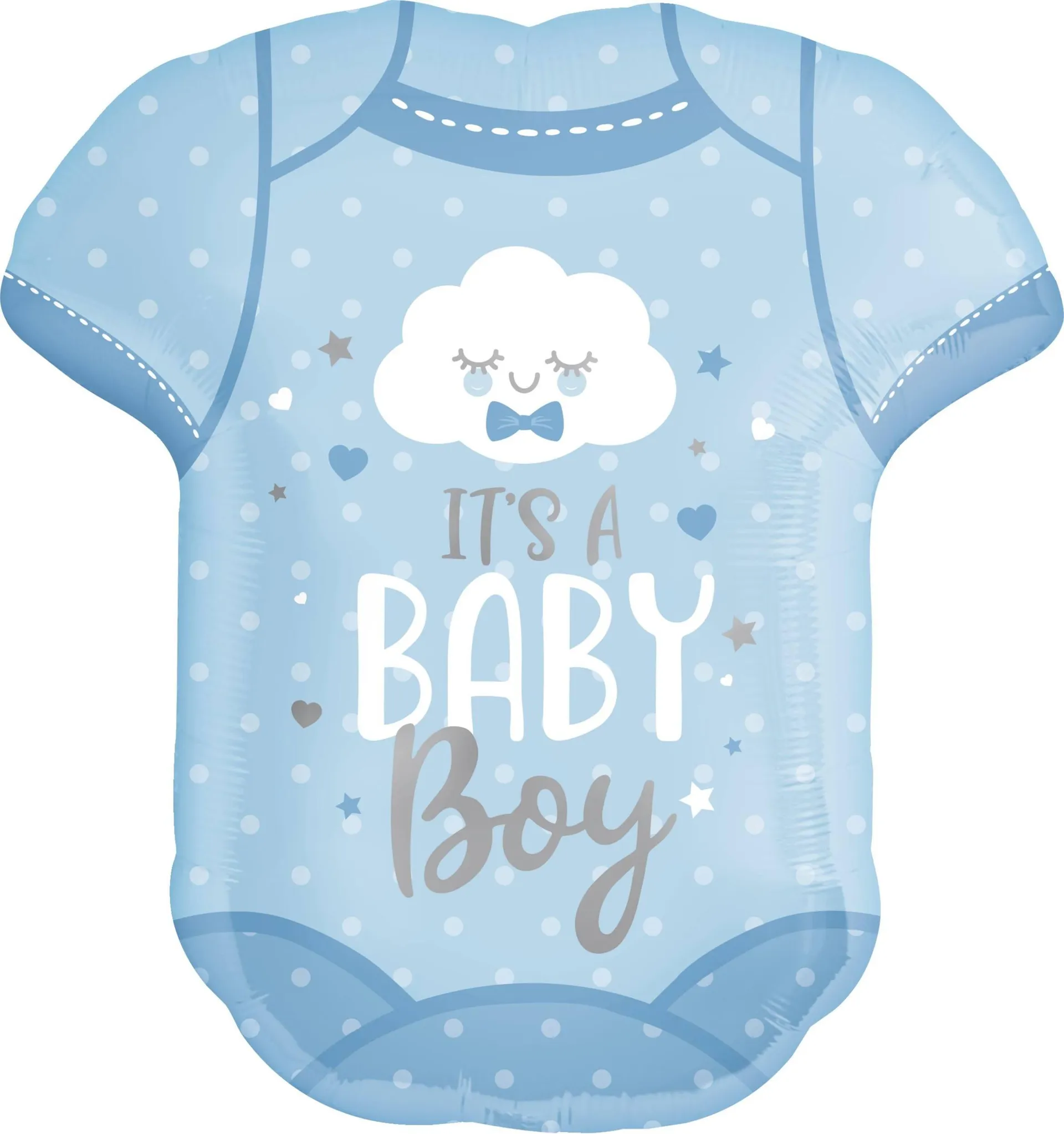 "It's a Baby Boy" Onesie Satin Foil Balloon, Blue, Polka Dot, 24-in, Helium Inflation & Ribbon Included for Baby Shower