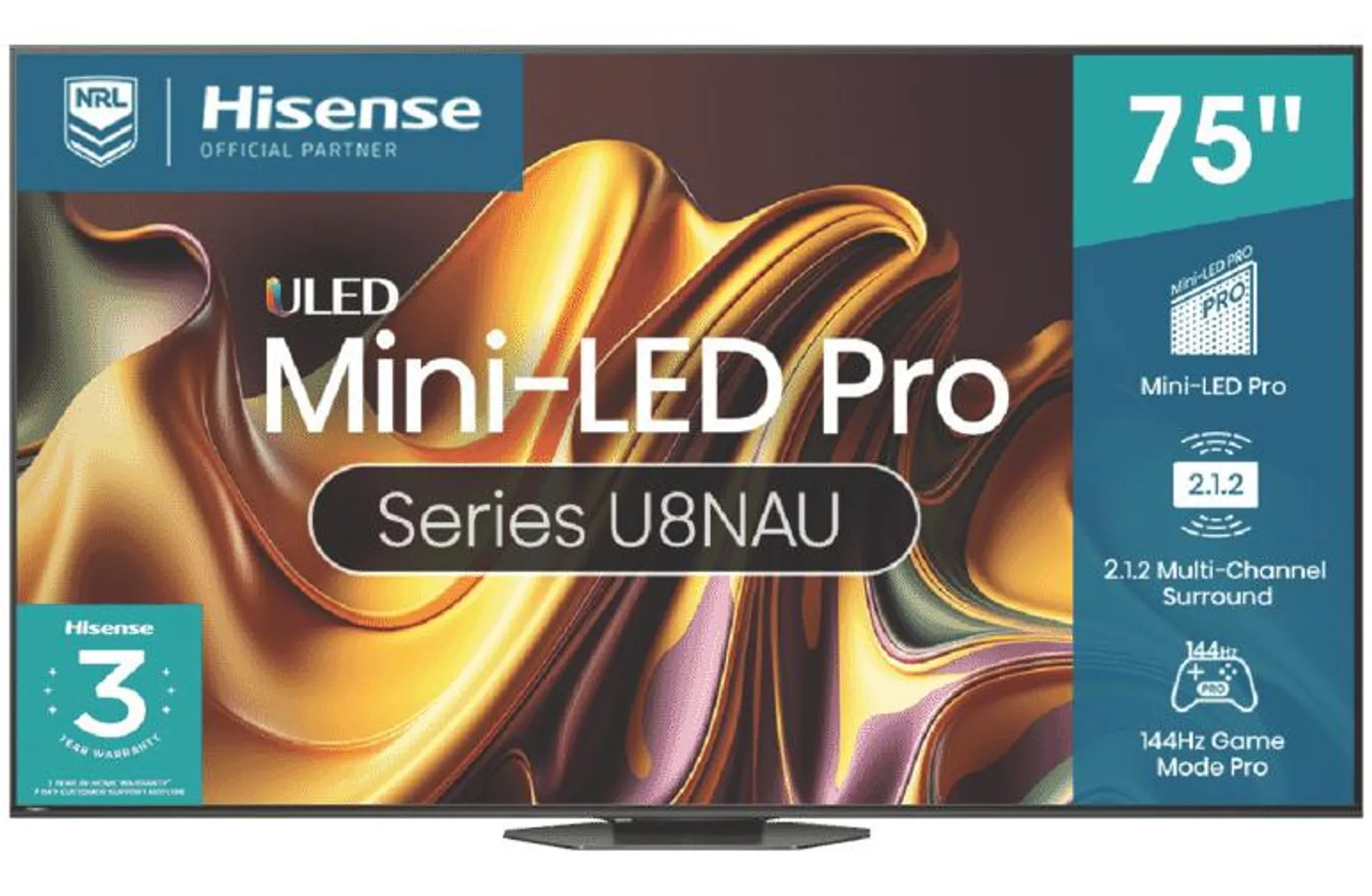 Hisense 75" U8NAU 4K Mini-LED QLED Smart TV 24