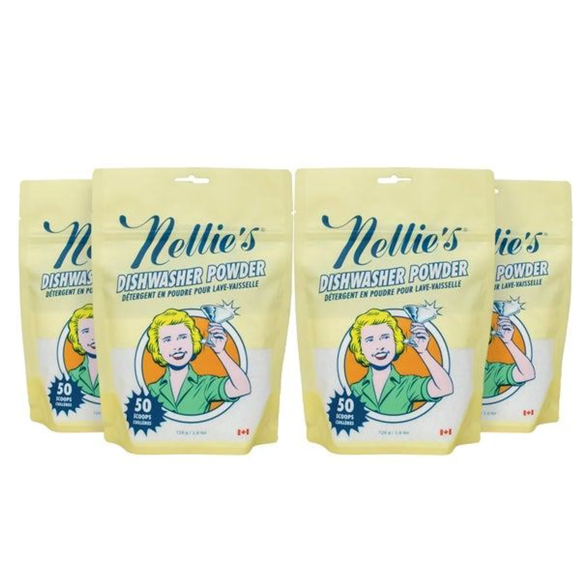 Nellie’s Automatic Dishwasher Powder 4 x 726 g (1.6 lb)