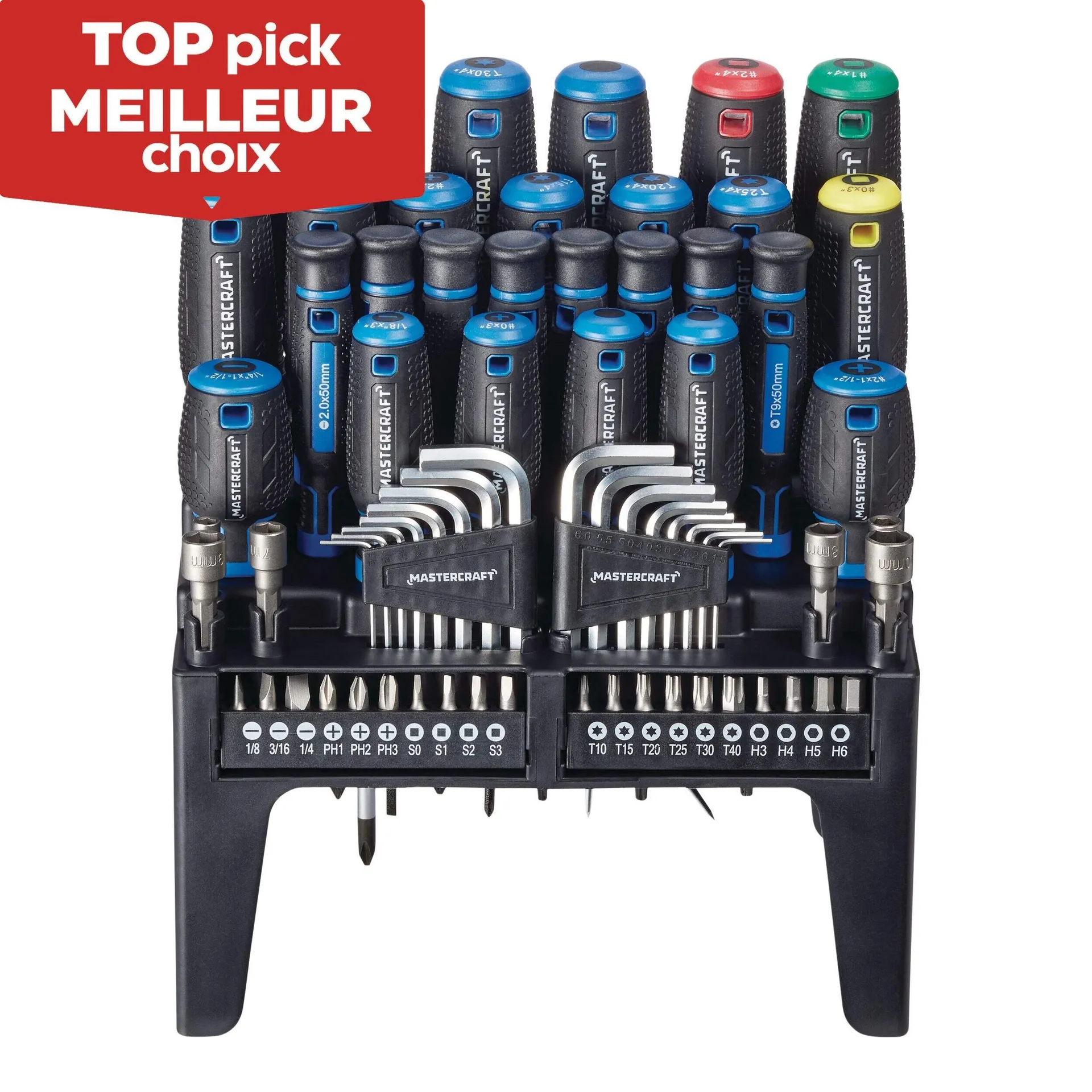 Mastercraft Screwdriver Set with Wall-Mountable Stand, 69-pc