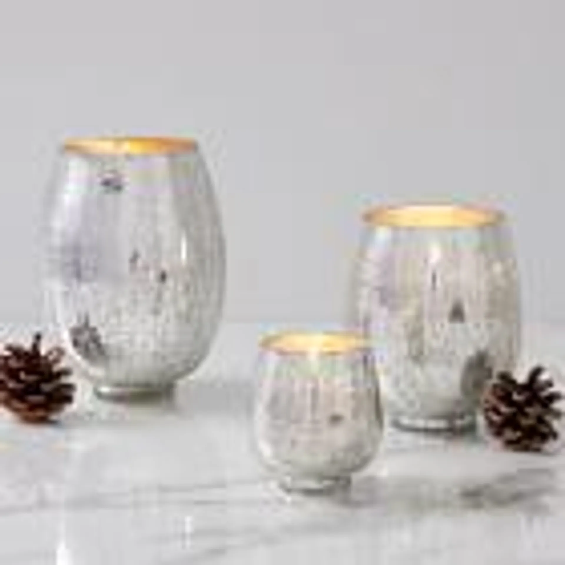 Silver Crackle Glass Candles - Balsam and Cedar