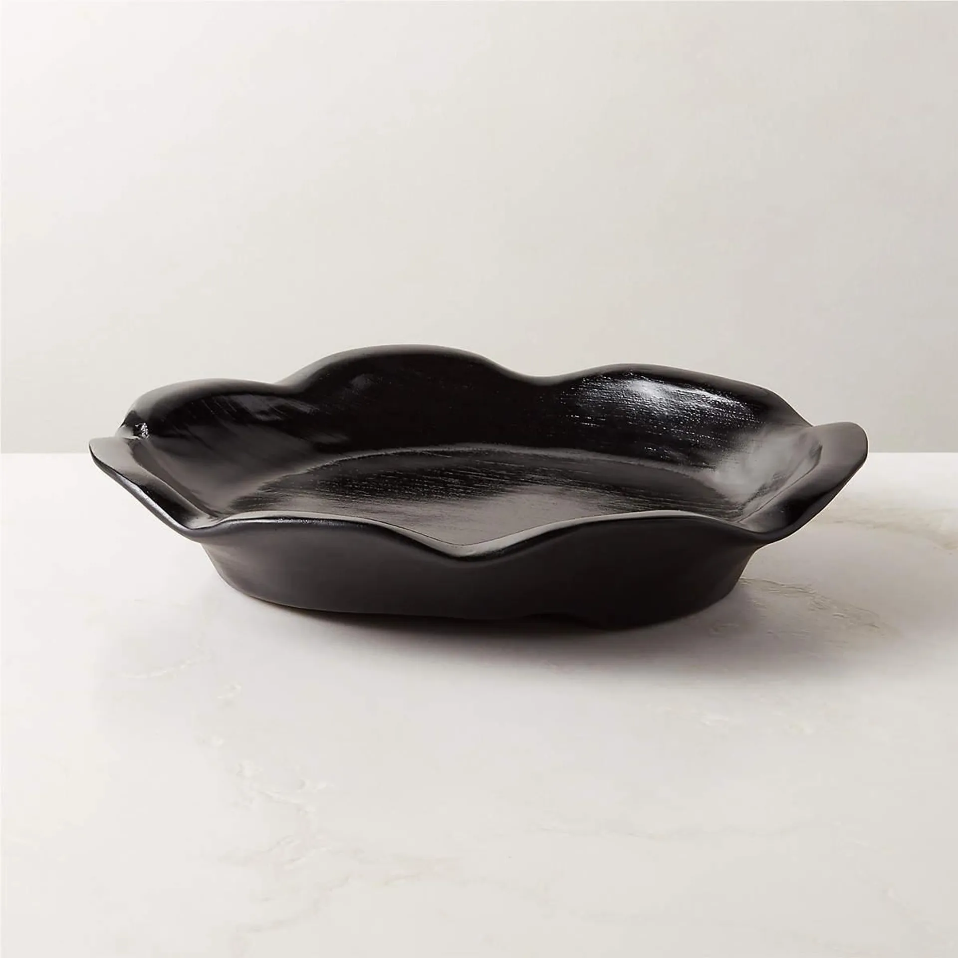 Valara Lacquered Black Teak Wood Decorative Bowl