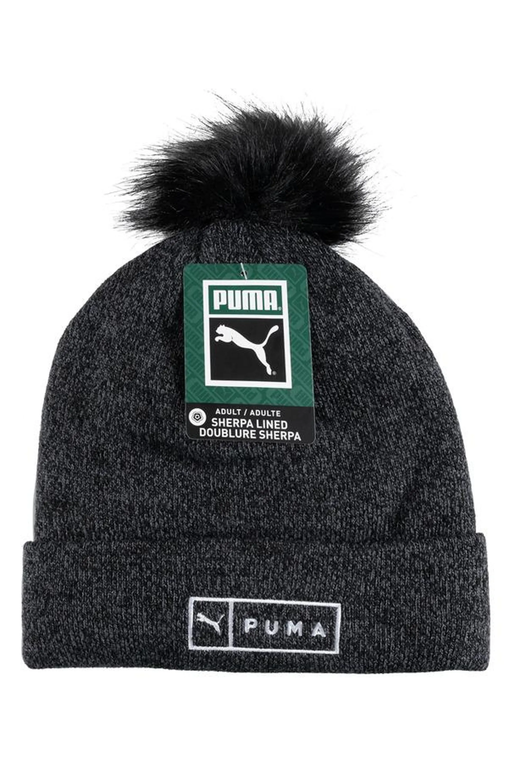 Hughes sherpa lined faux pom beanie