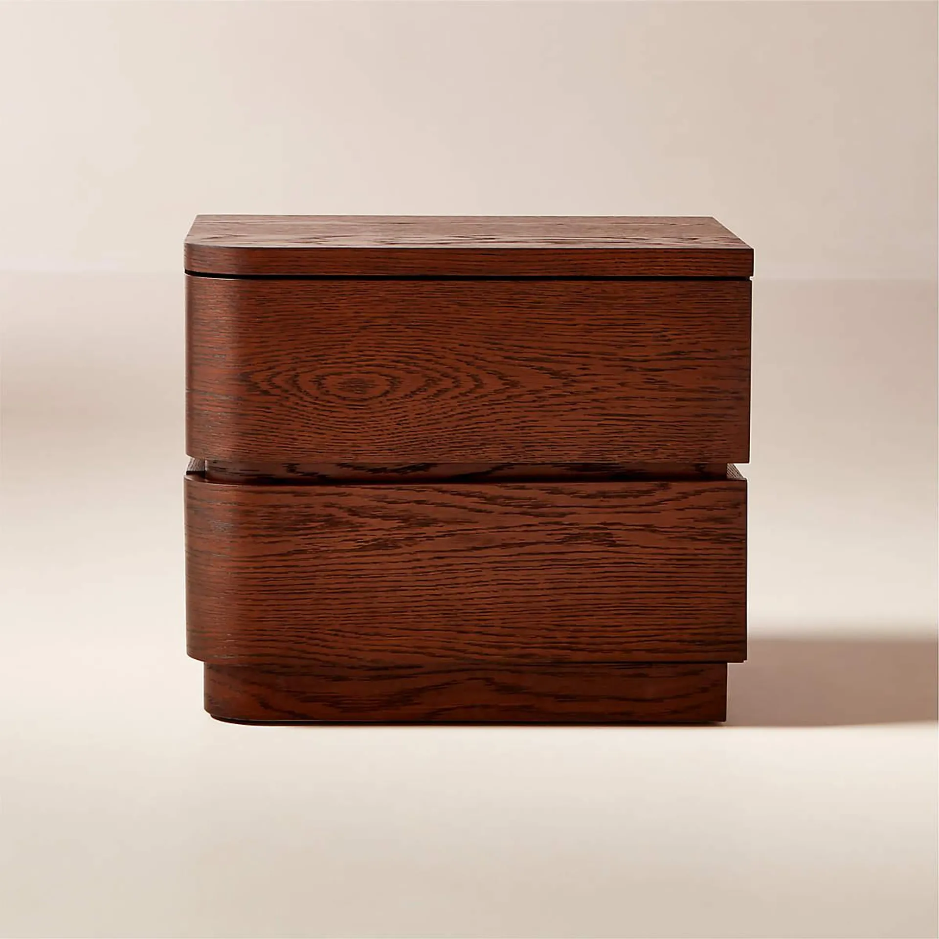 Gavin 2-Drawer Oak Wood Nightstand Left