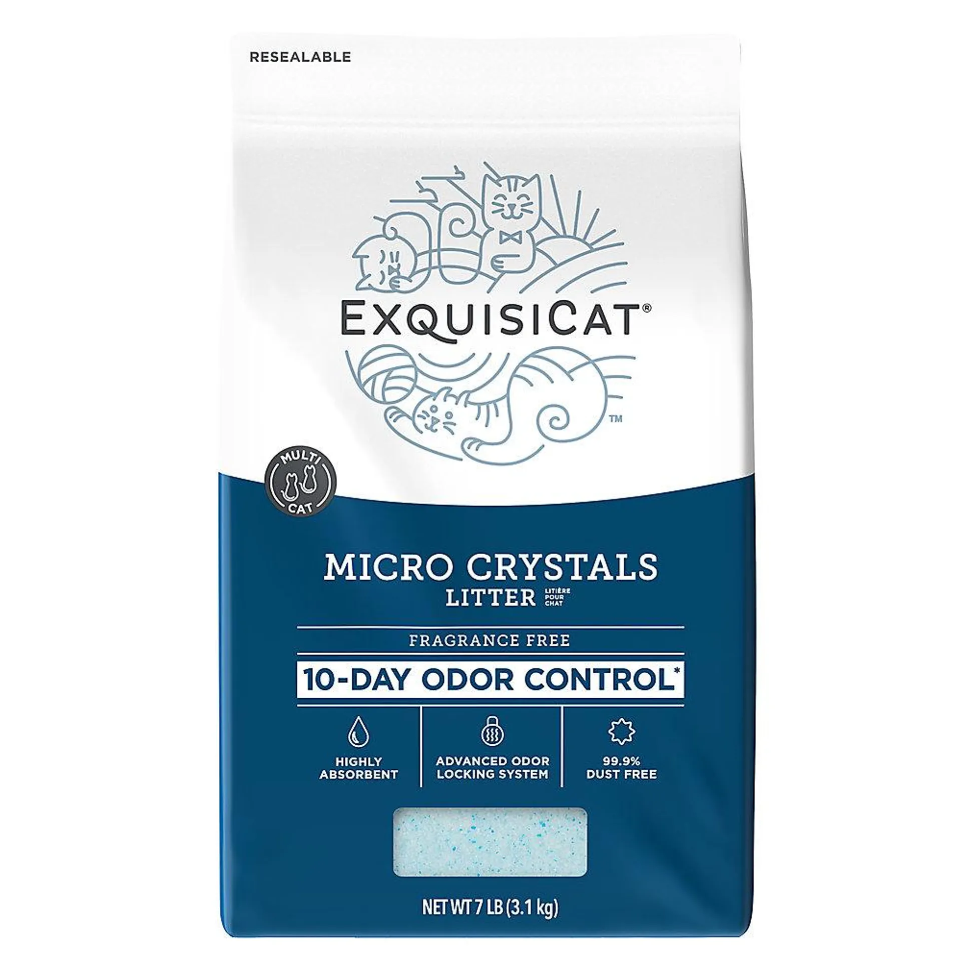 ExquisiCat Micro Crystals Multi-Cat Silica Cat Litter - Unscented, Low Dust