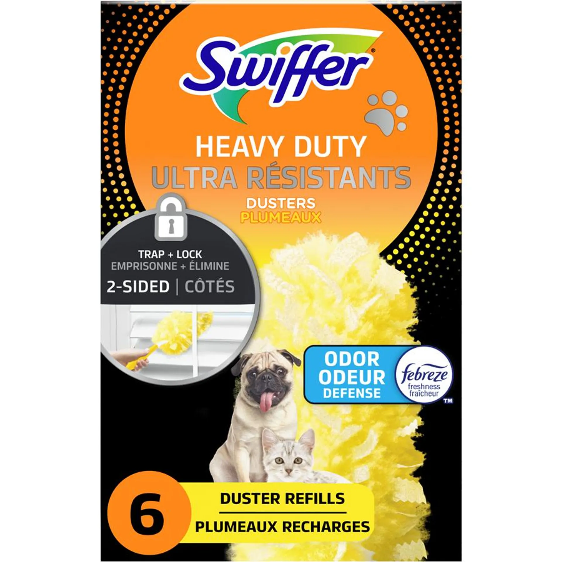 Dusters Heavy Duty Pet Multi-Surface Duster Refills for Cleaning, with Odor Defense, 6 Count