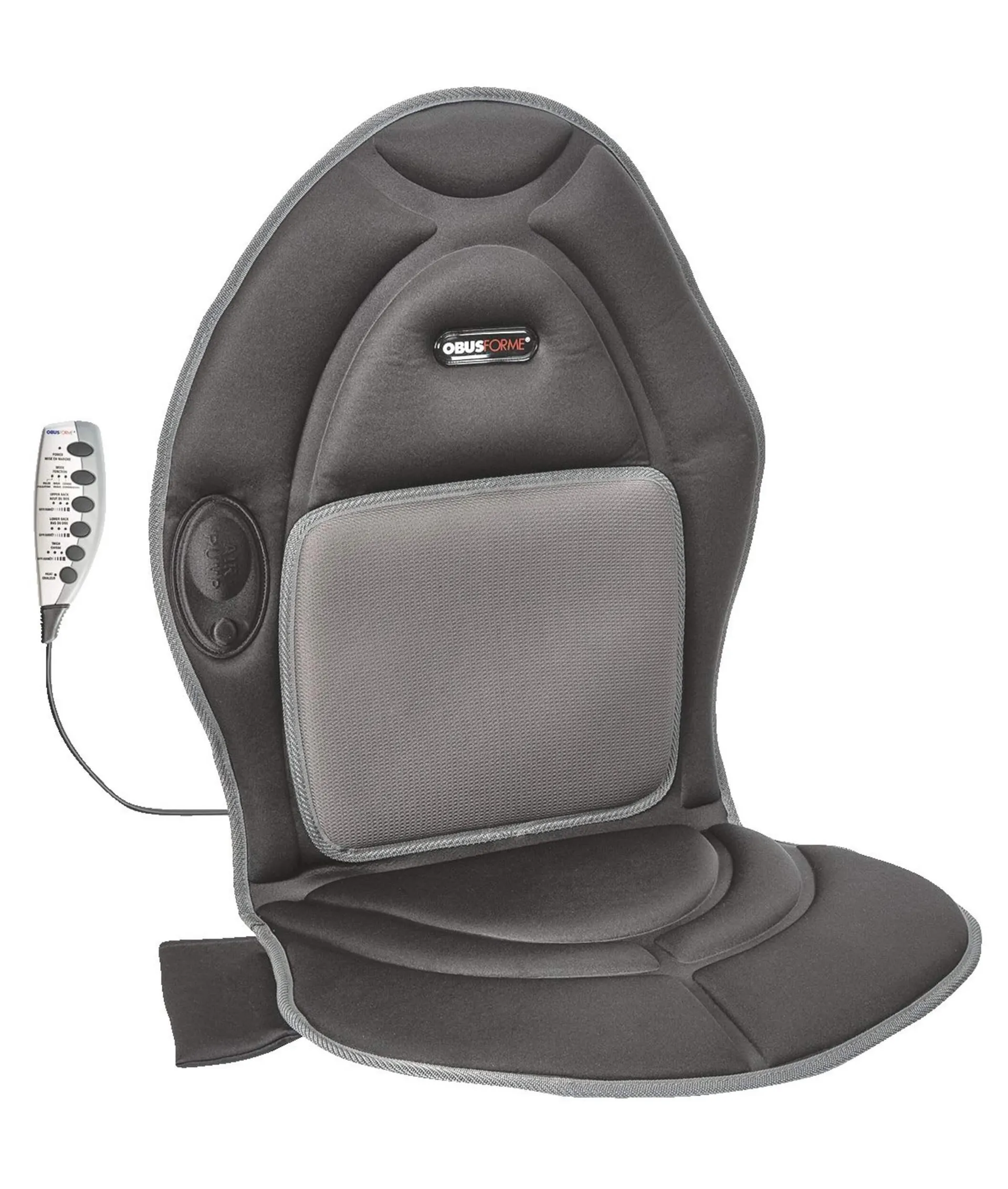 ObusForme© Personalized Comfort Massage Full Back & Seat Heated Cushion with Lumbar Support