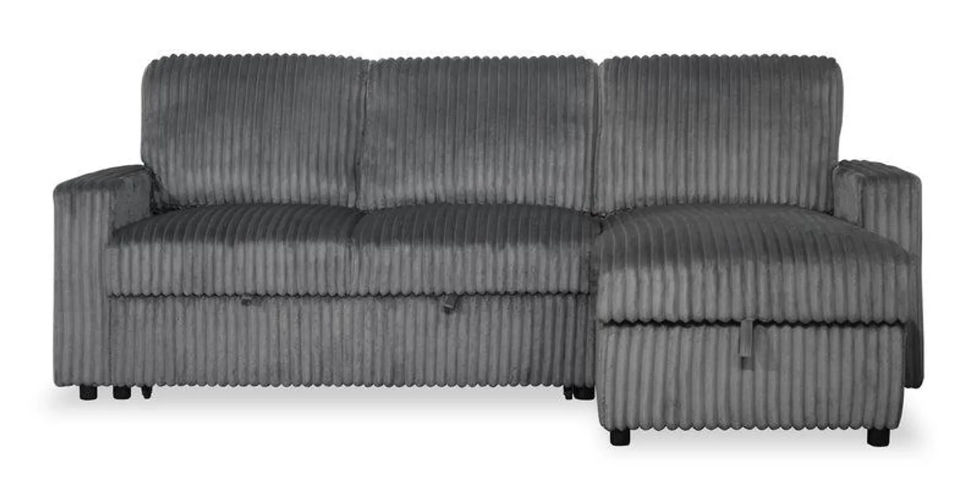 Twilight 2-Piece Grey Fabric Sleeper Sectional with Storage Chaise